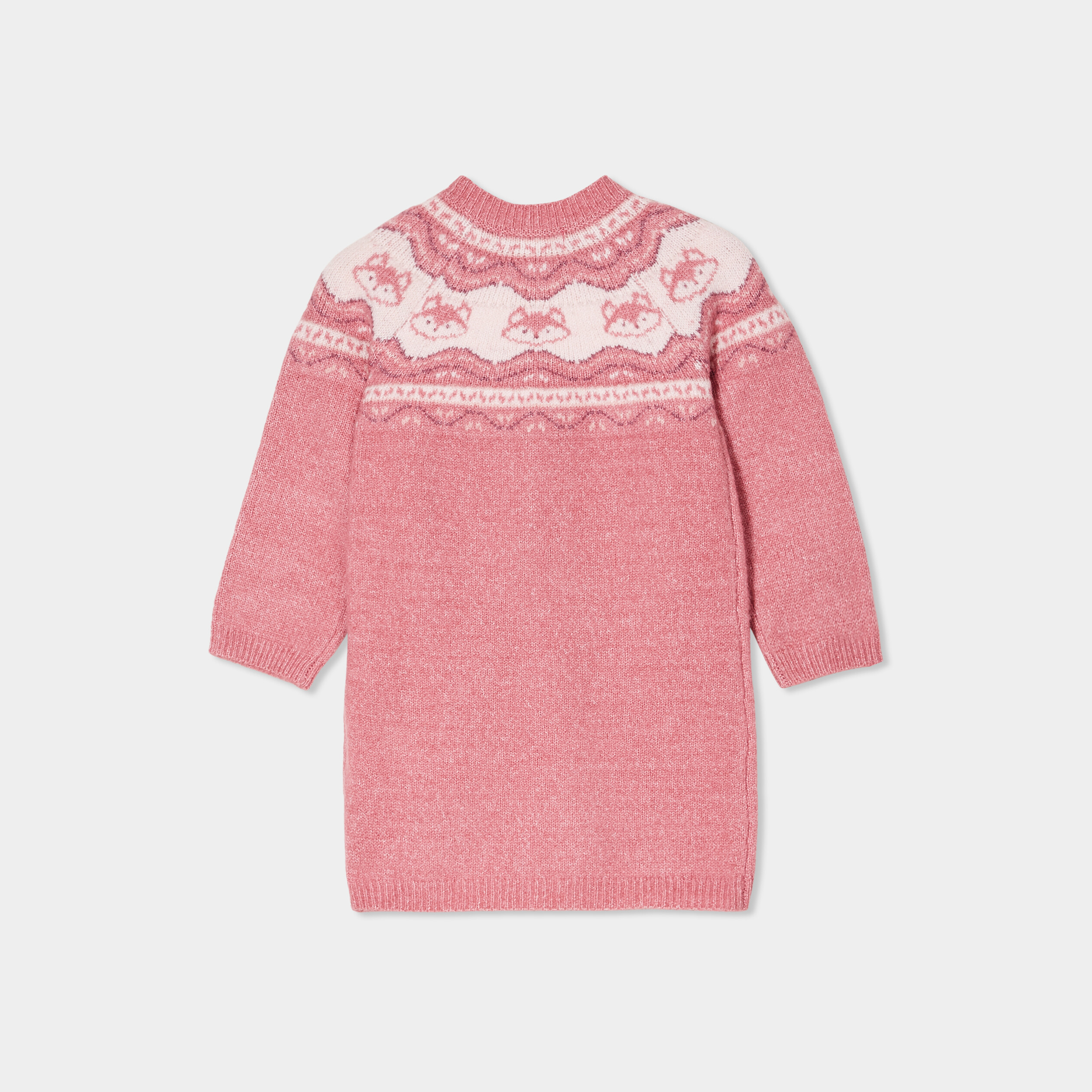 Ensemble robe tricot et collants vieux rose bébé fille