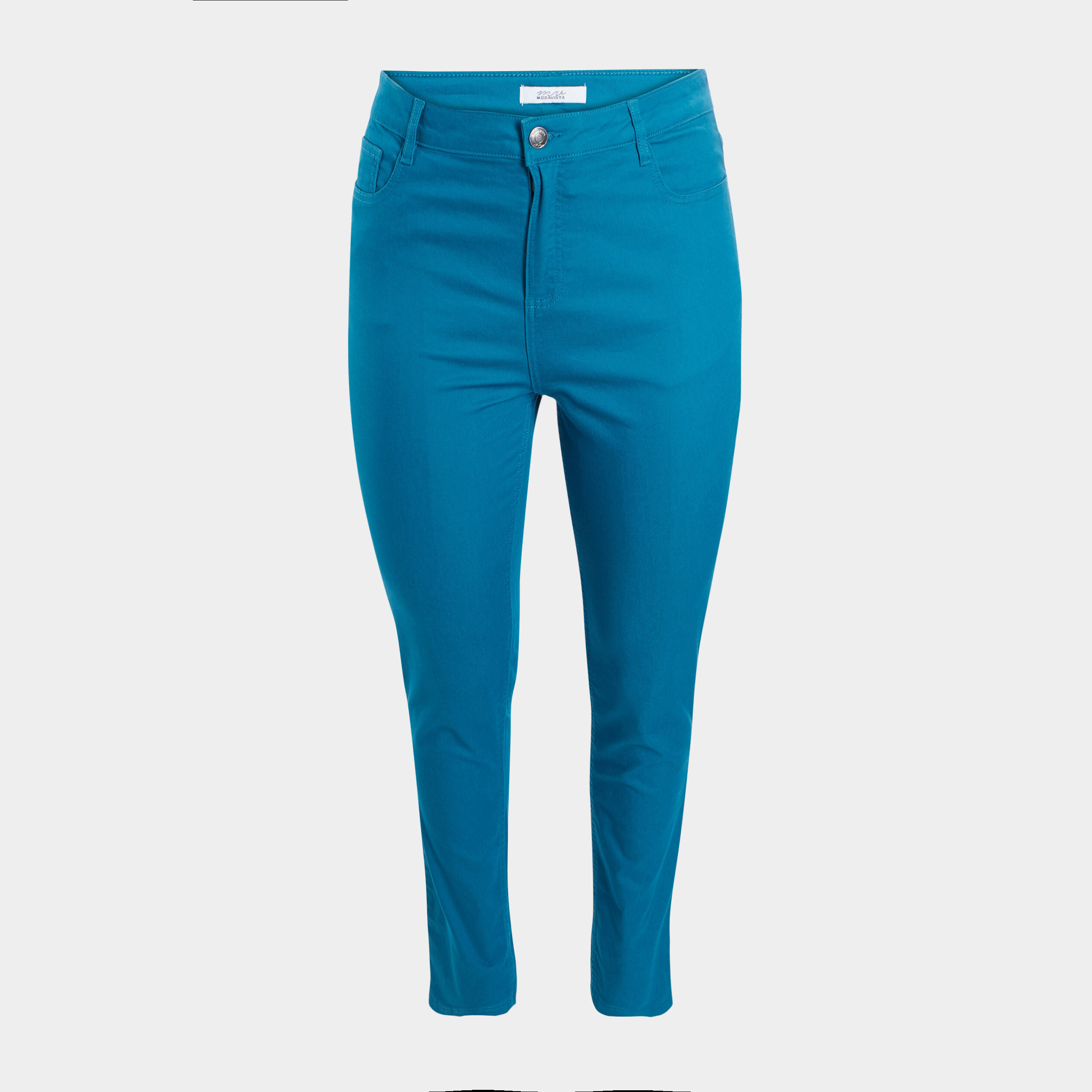 pantalon slim taille haute et elastiquee bleu canard femmegt Pantalon slim taille haute et élastiquée bleu canard femme grande taille