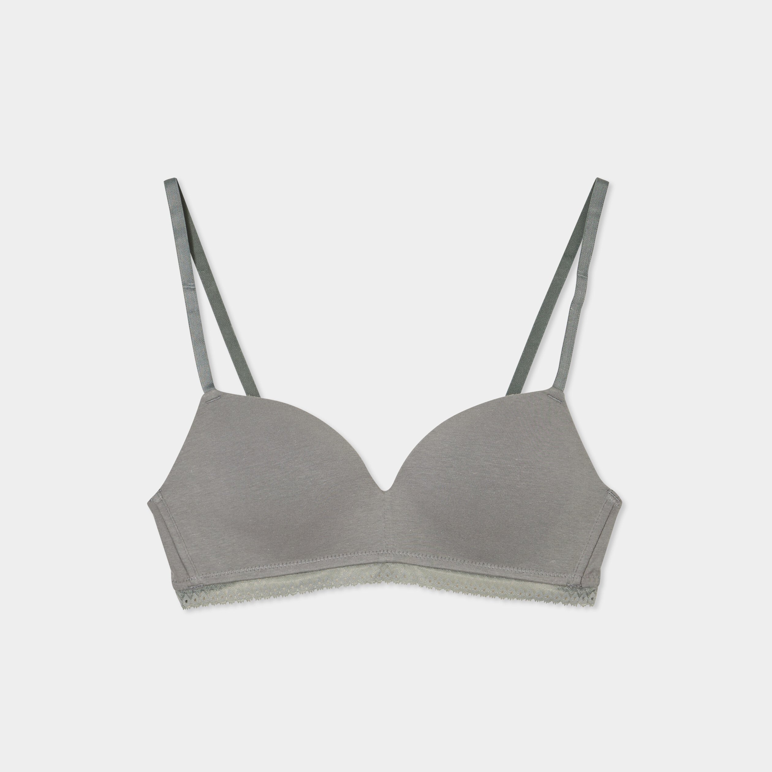 soutien gorge triangle padde coton vert kaki femme Soutien-gorge triangle paddé coton vert kaki femme