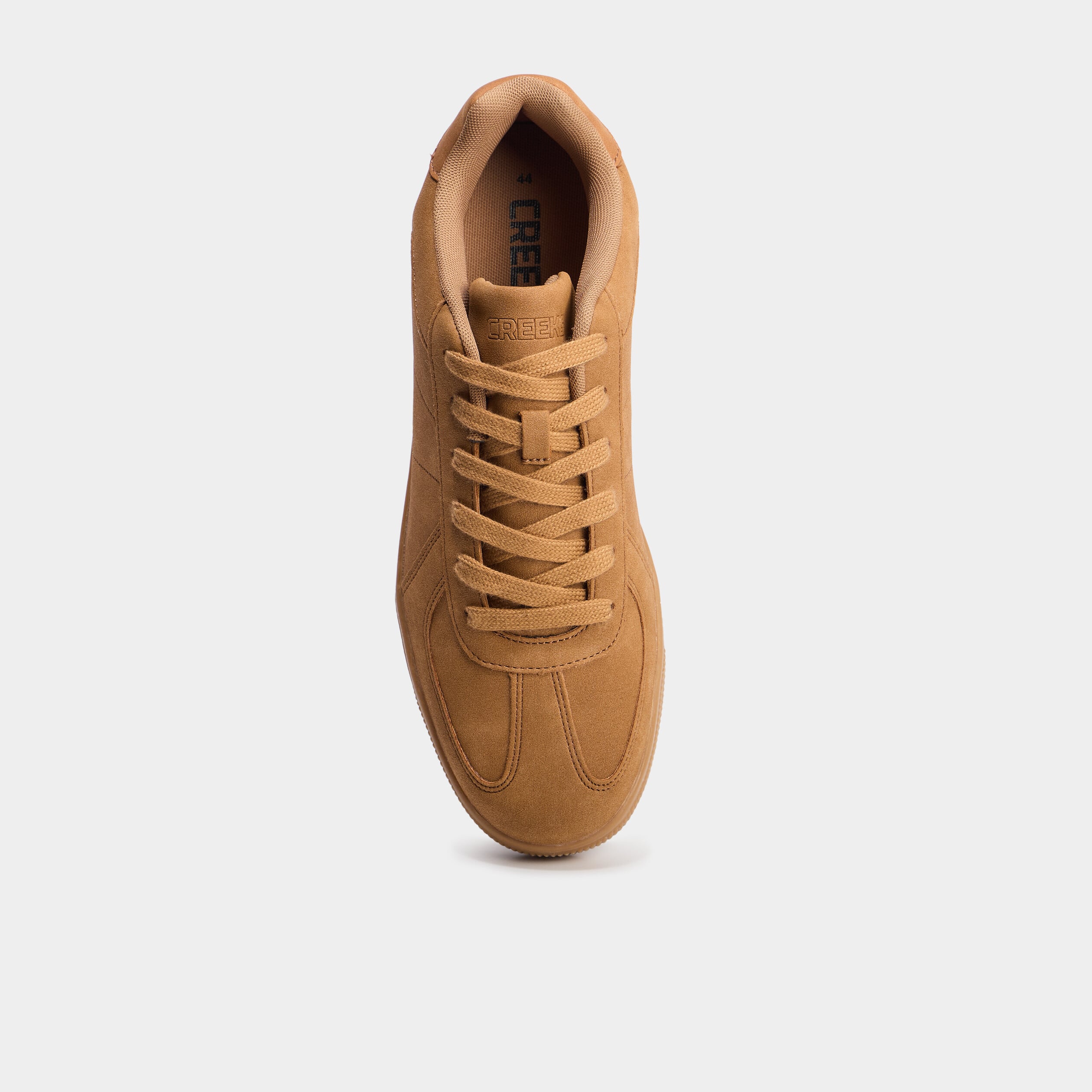 Tennis basses &agrave; lacets effet su&eacute;dine marron clair homme