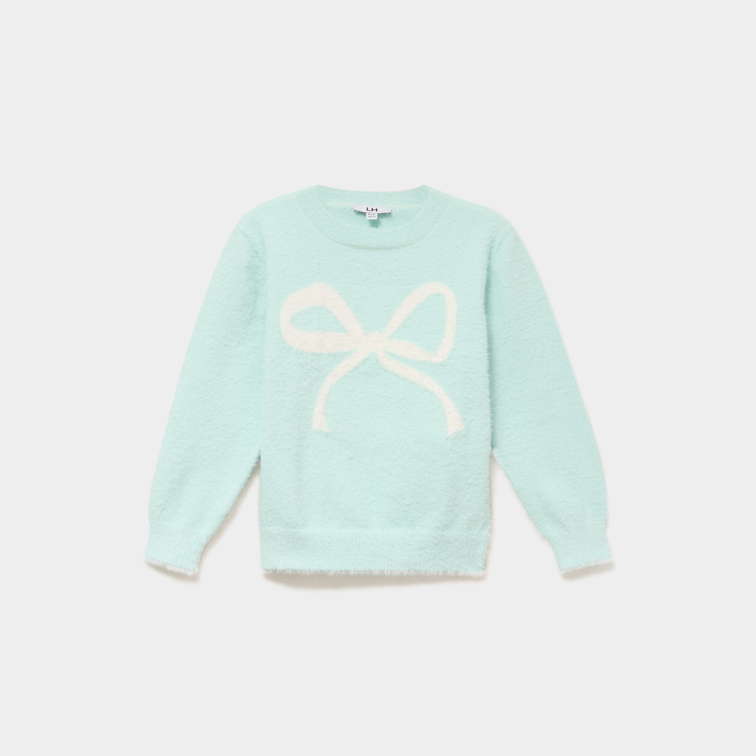 Pull effet duveteux manches longues bleu turquoise fille