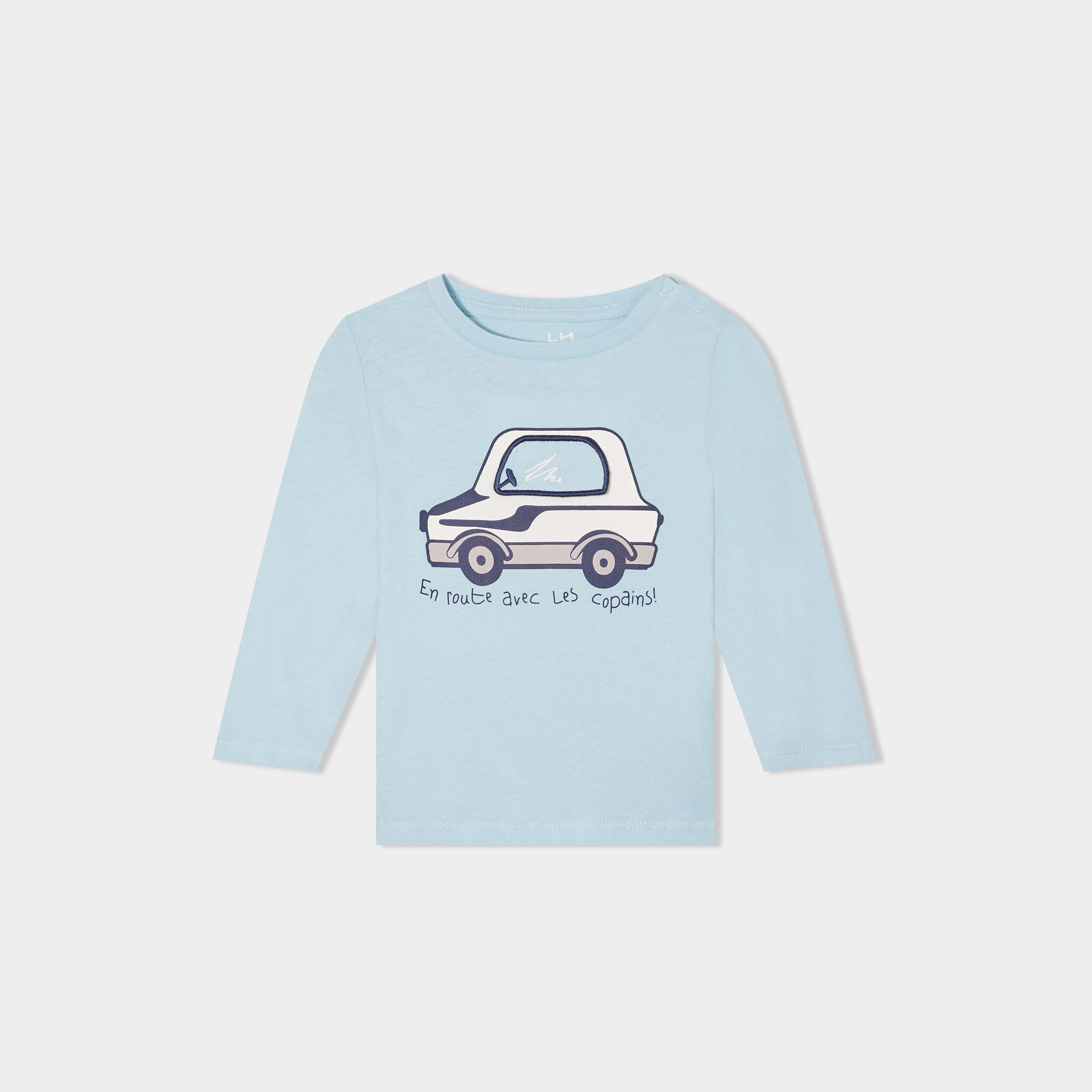 t shirt manches longues coton bleu ciel bebeg T-shirt manches longues coton bleu ciel bébé garçon