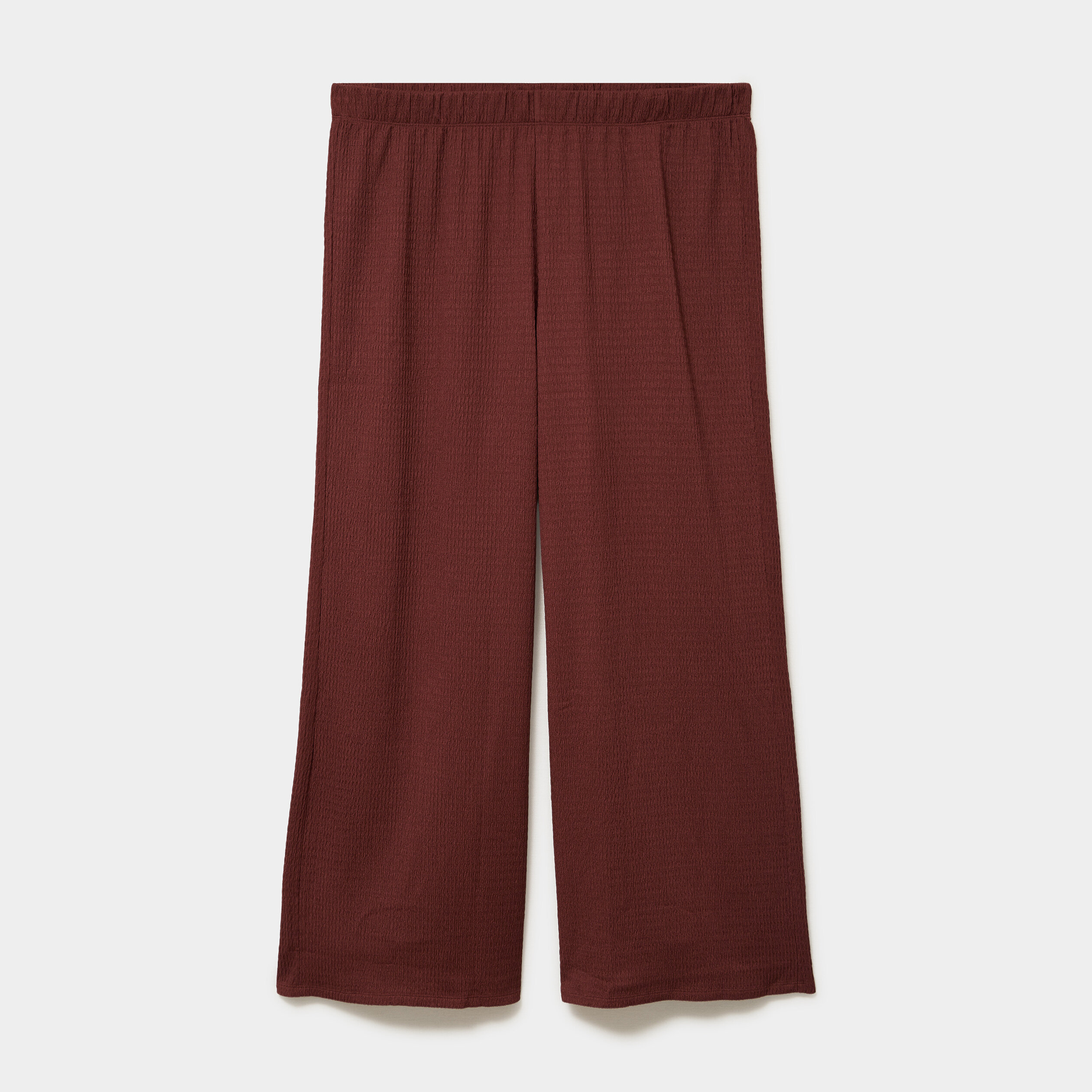 Pantalon effet gaufr&eacute; fluide bordeaux femme grande taille