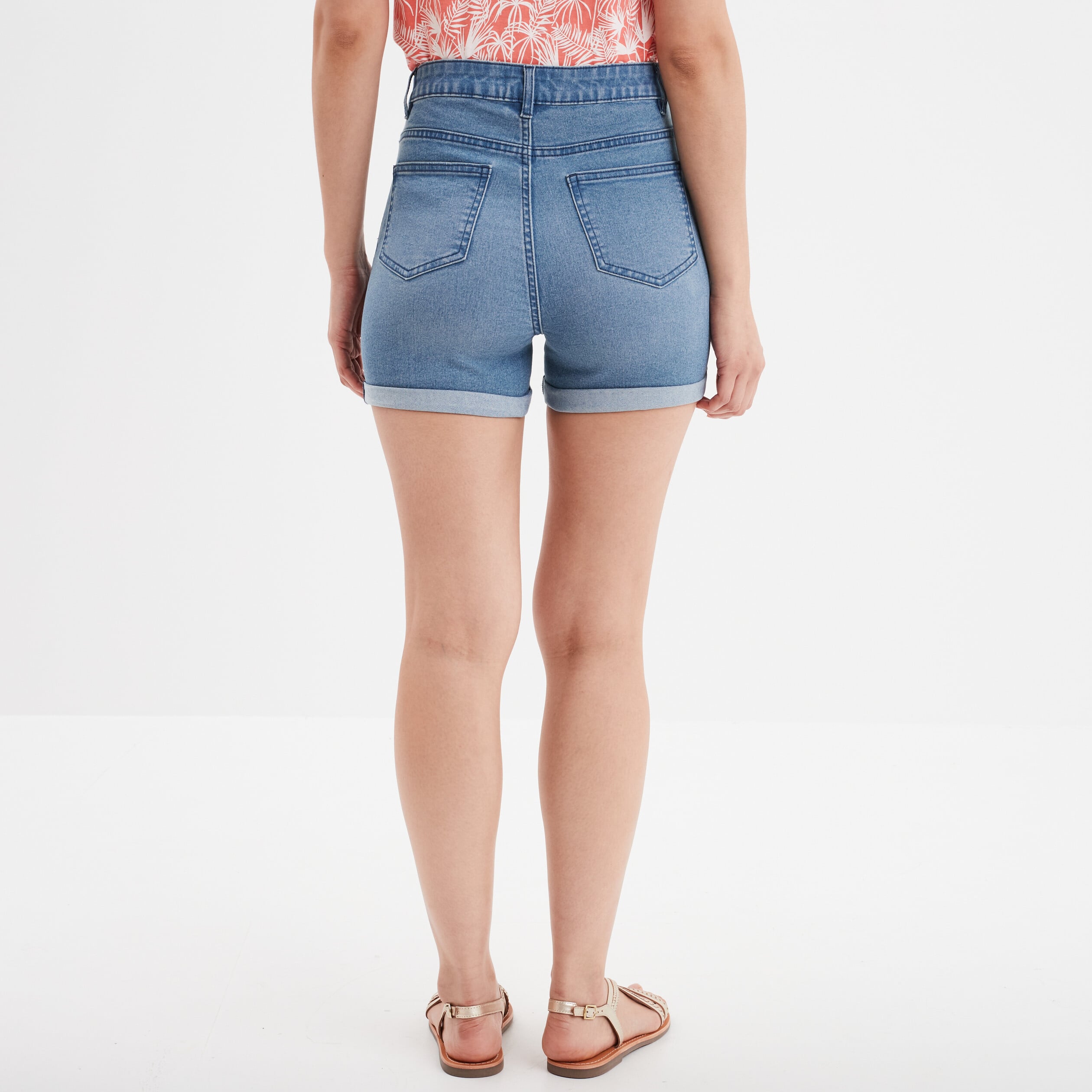 Short en jean slim denim double stone femme
