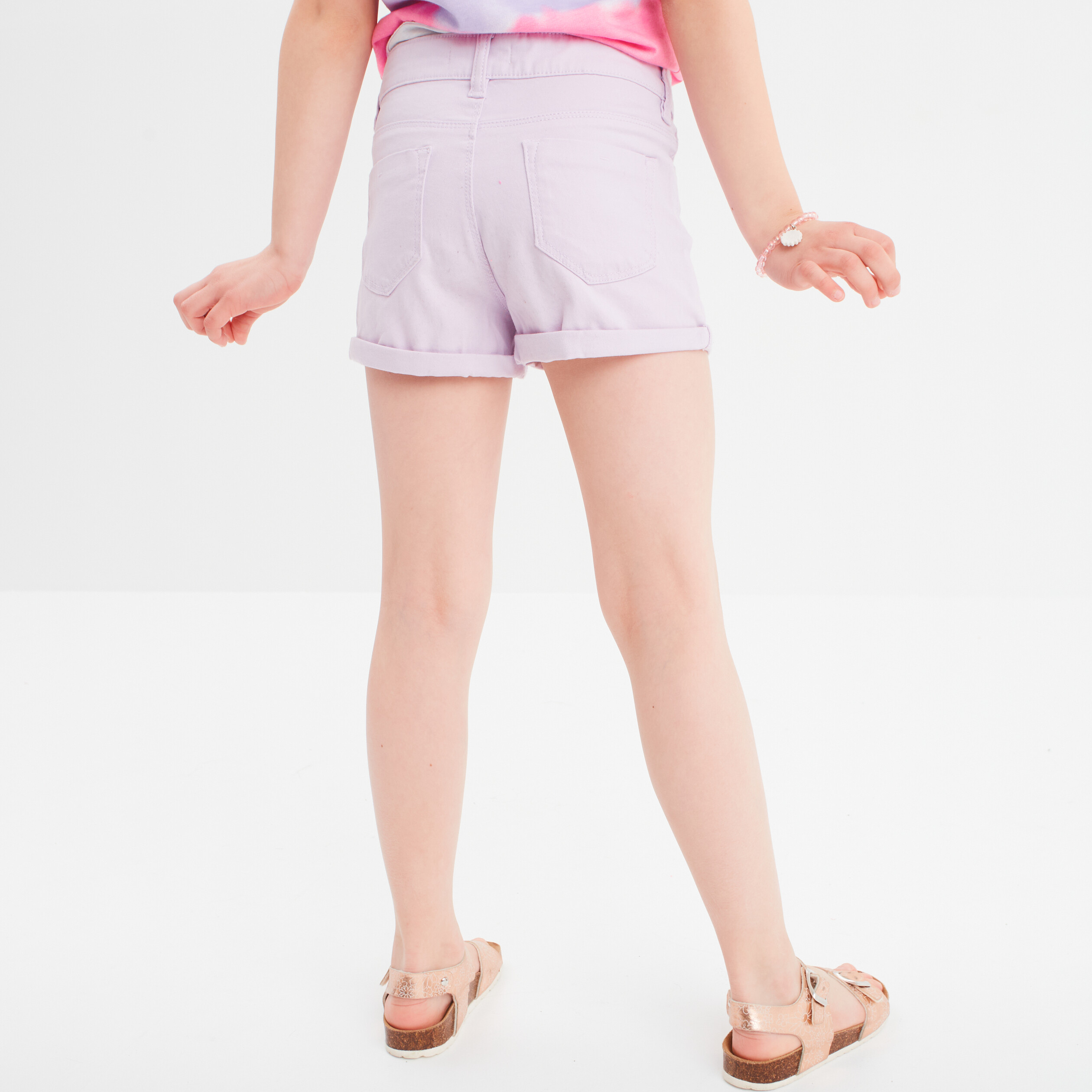 Short Junior MOSSIMO Taille 1 - Imprimé Palmiers Rose Et Blanc - Coton - Occasion Très Bon état