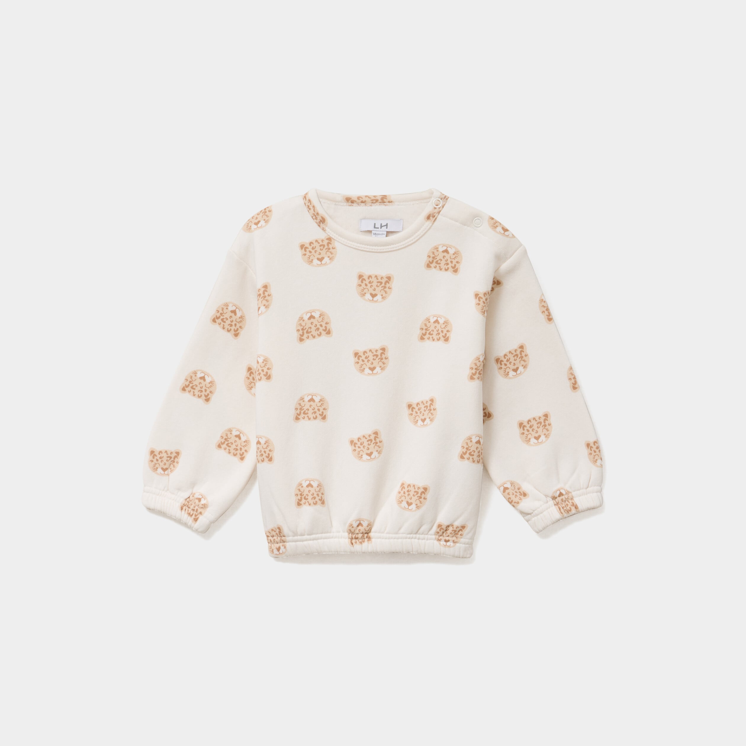 Sweat molletonn&eacute; manches longues ecru b&eacute;b&eacute; fille