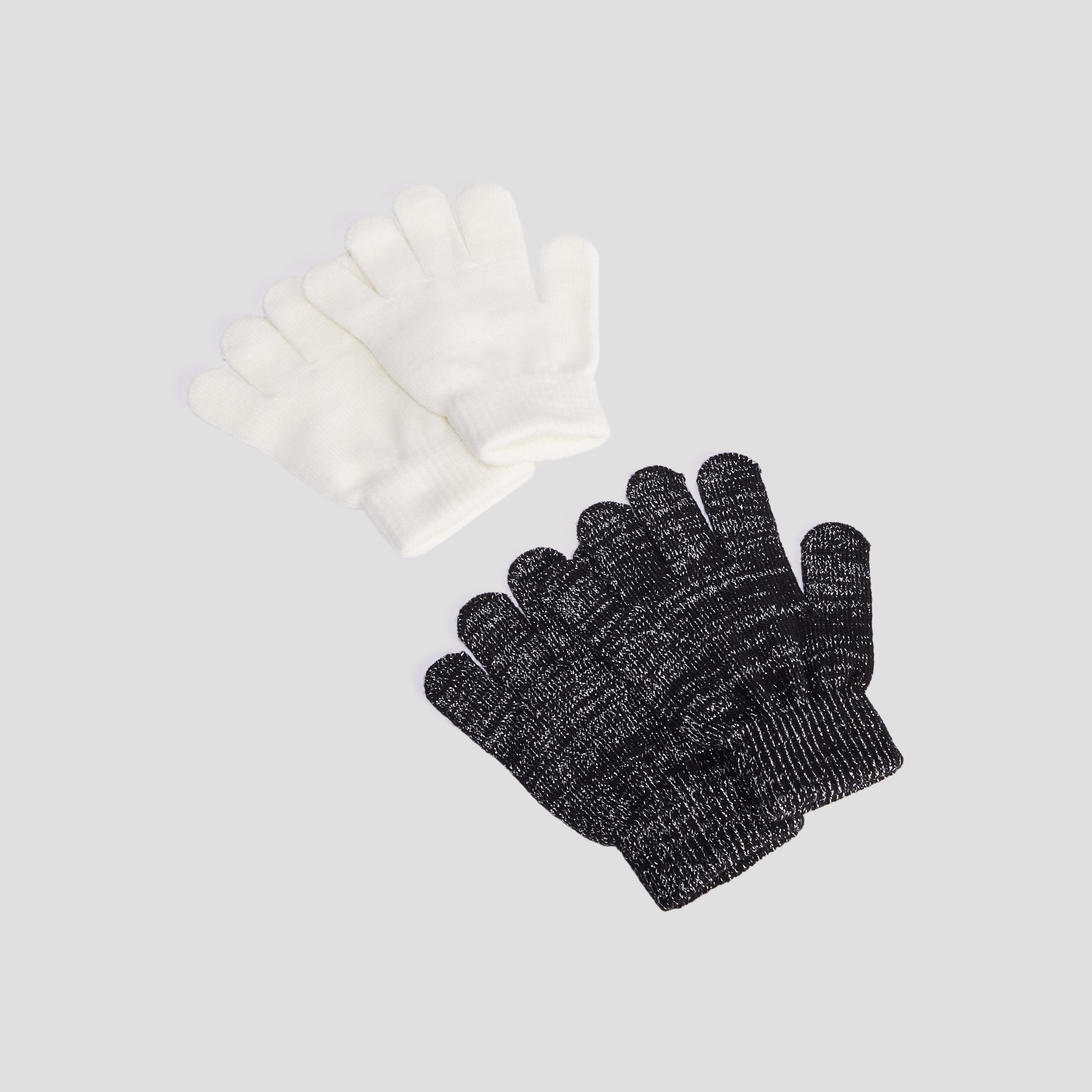 lot 2 paires de gants noir fille Lot 2 paires de gants noir fille