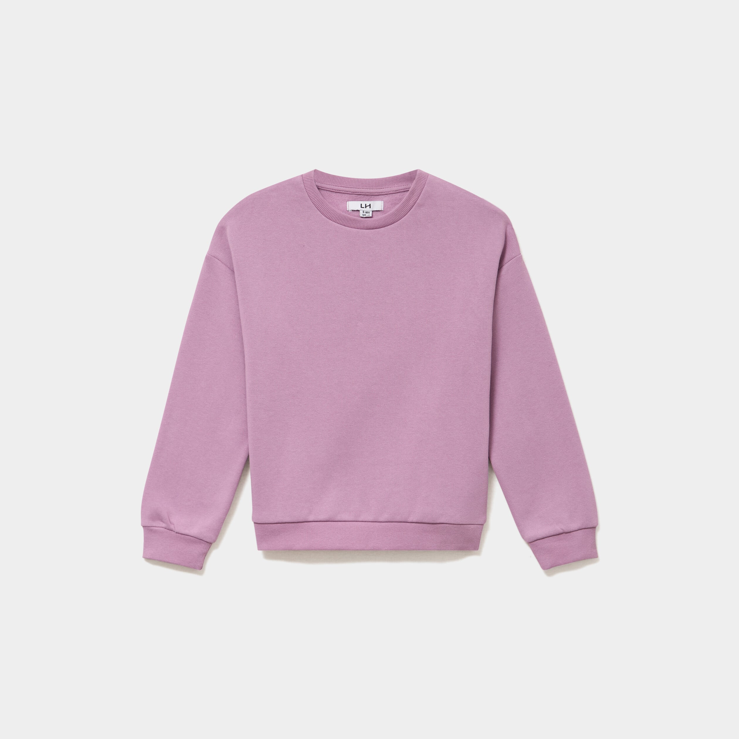 Sweat col rond manches longues mauve fille