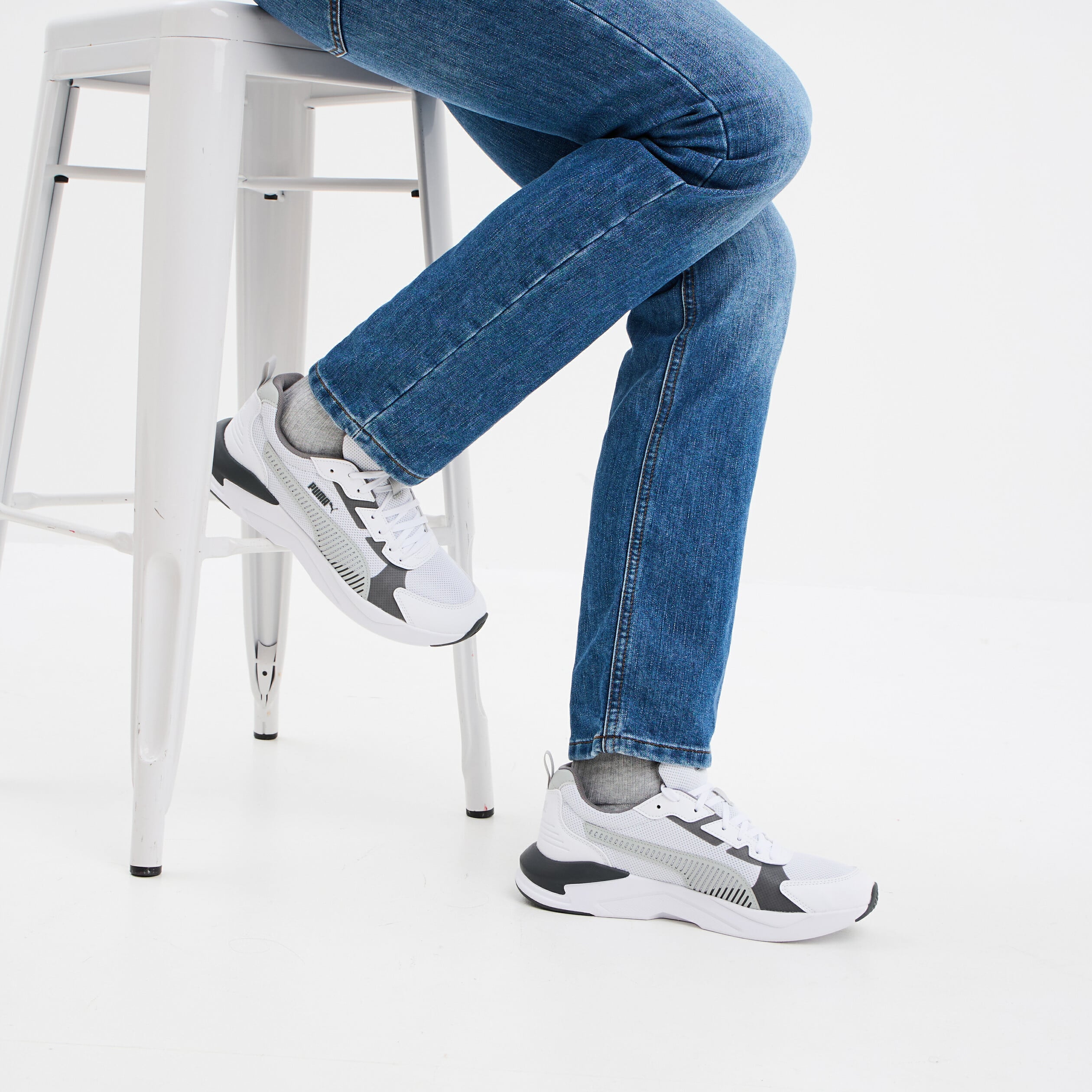 Baskets running &agrave; lacets Puma gris homme