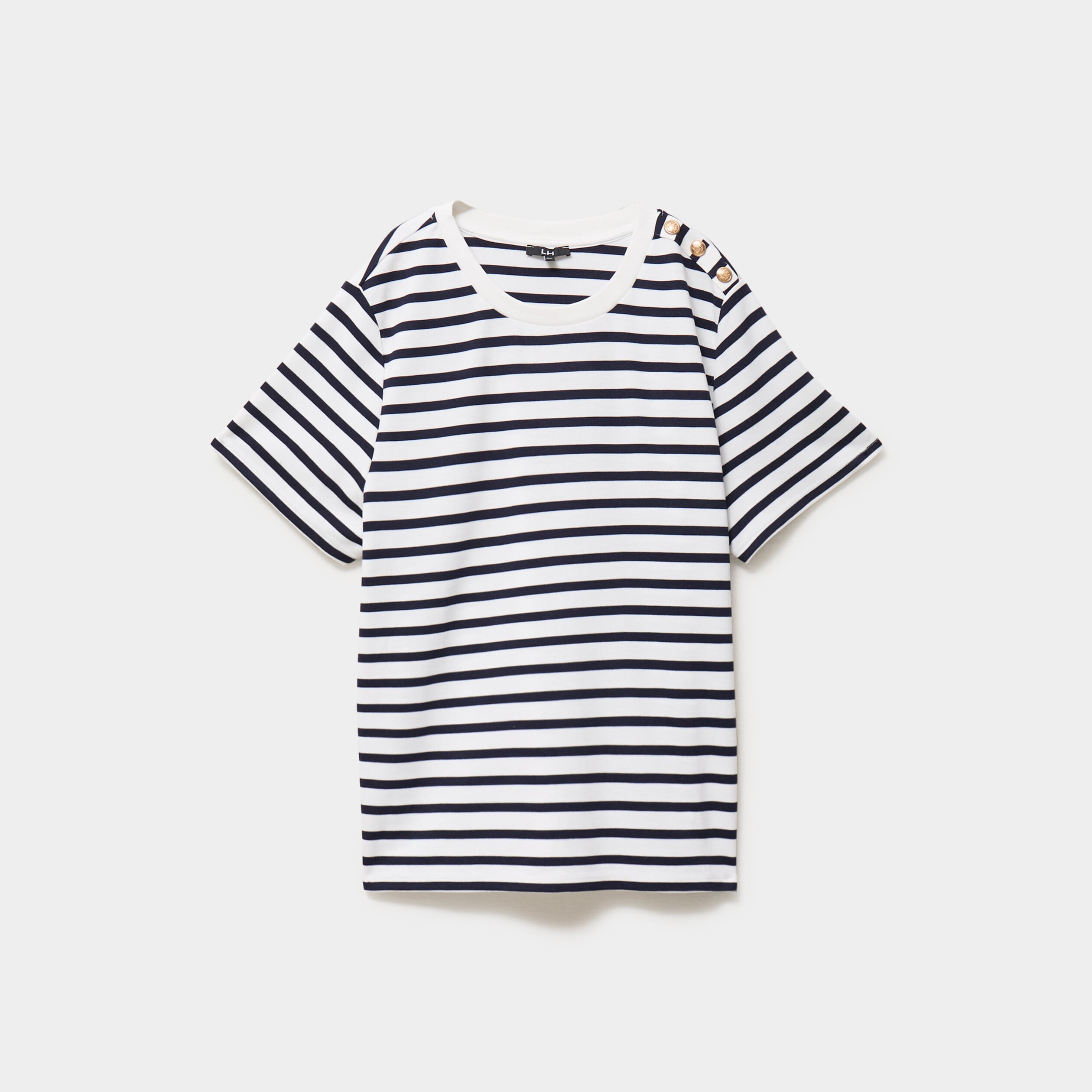 T-shirt manches courtes avec boutons ecru femme grande taille