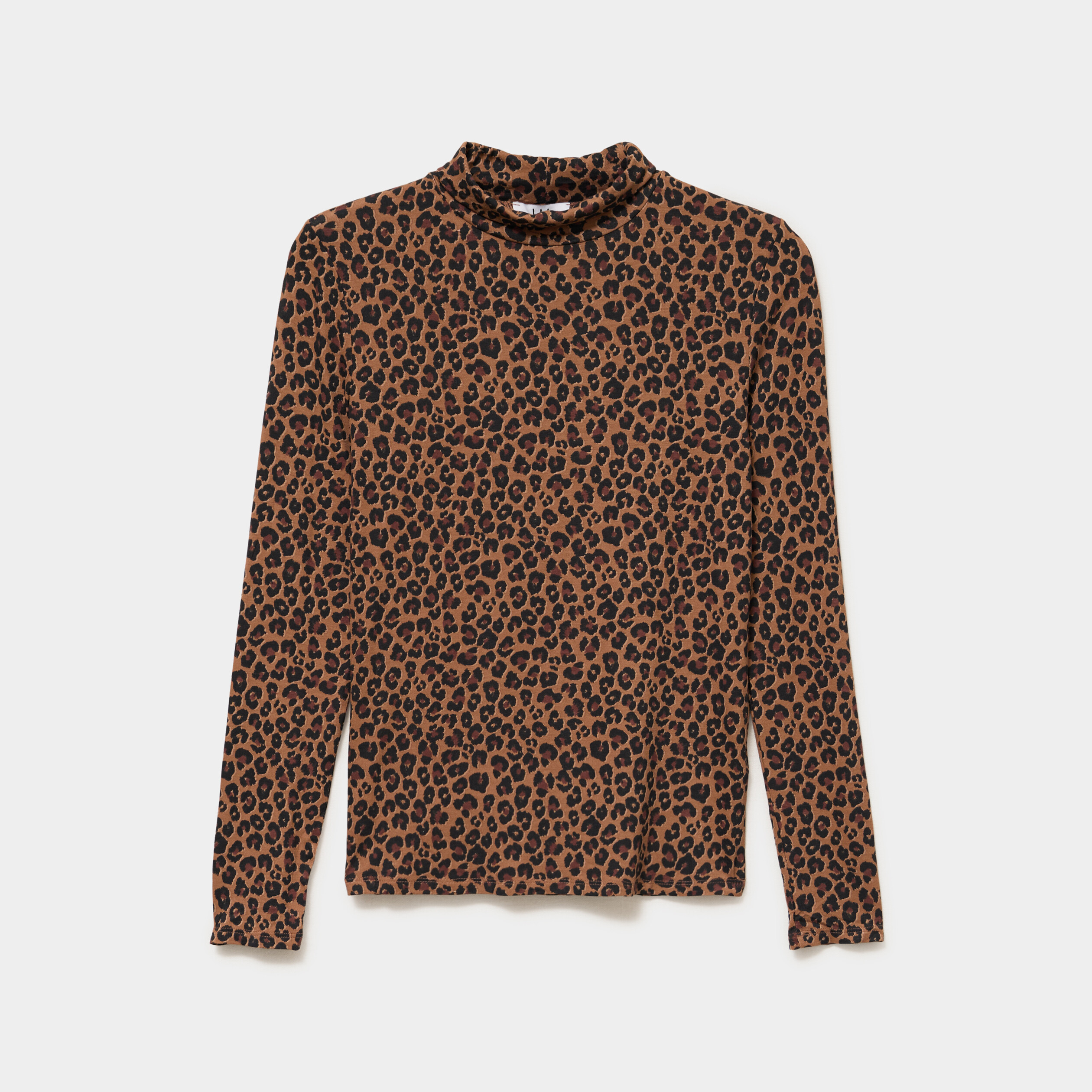 T-shirt col roul&eacute; manches longues camel femme