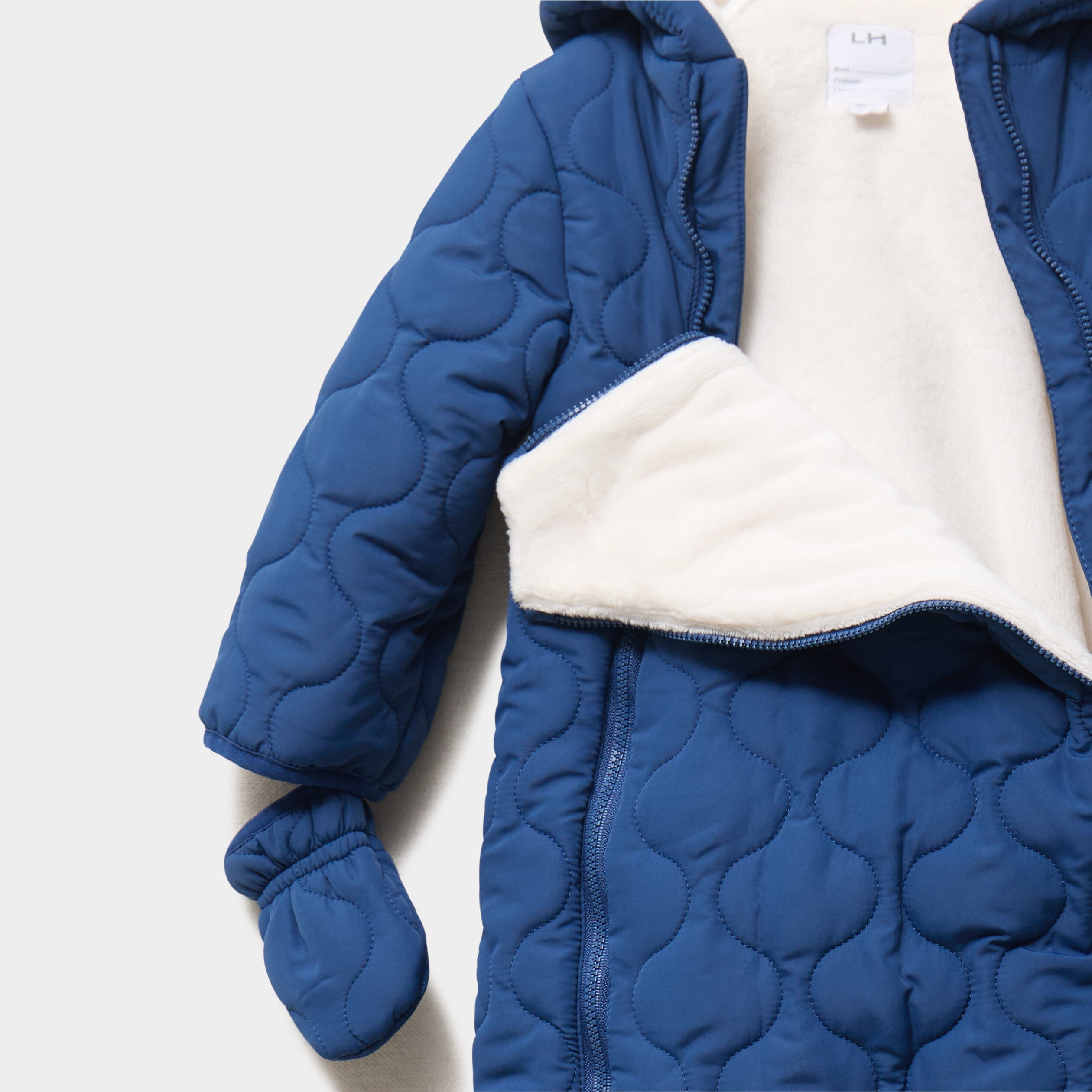 Combinaison pilote doubl&eacute;e &agrave; capuche bleu marine b&eacute;b&eacute; gar&ccedil;on