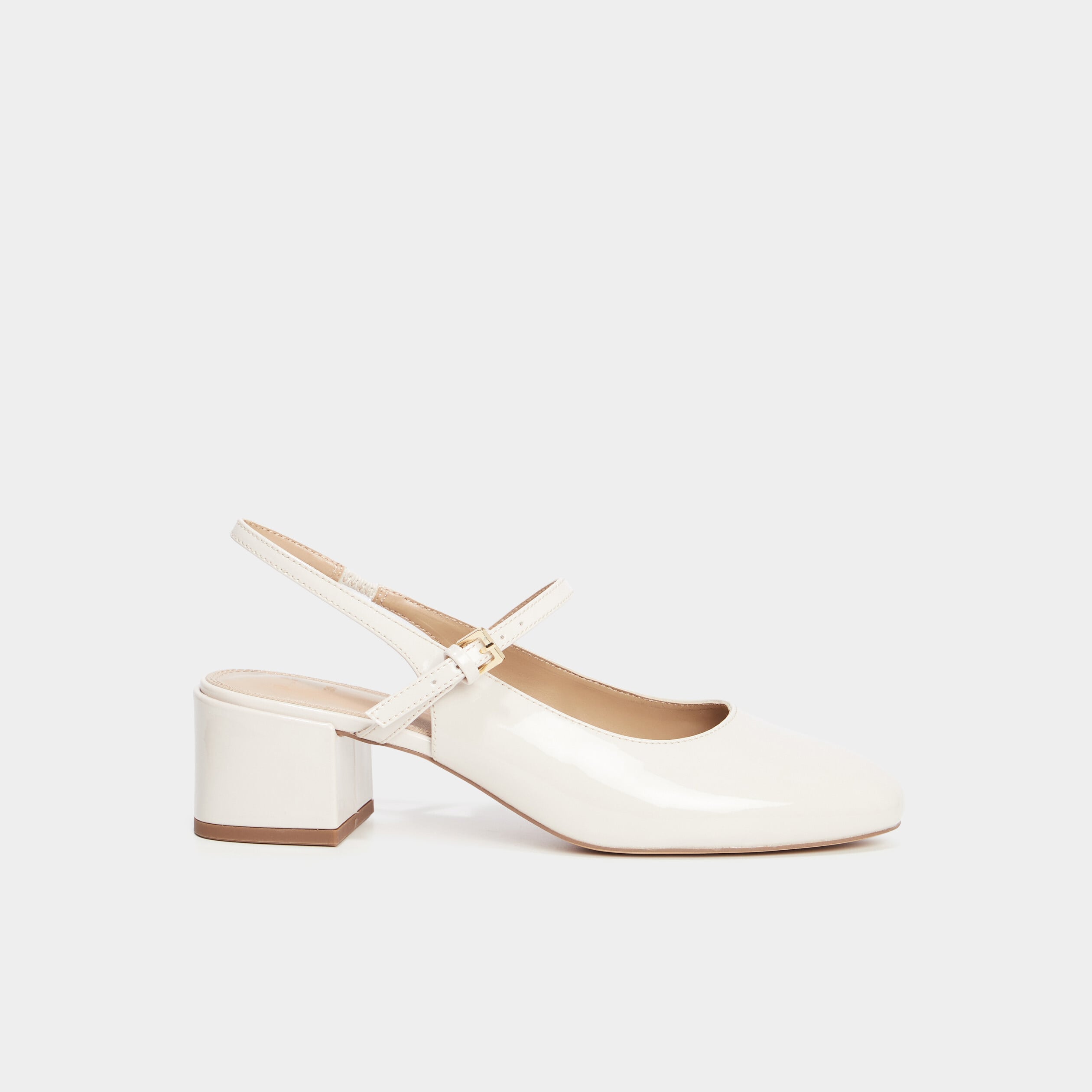 Ballerines &agrave; talons vernies blanc femme