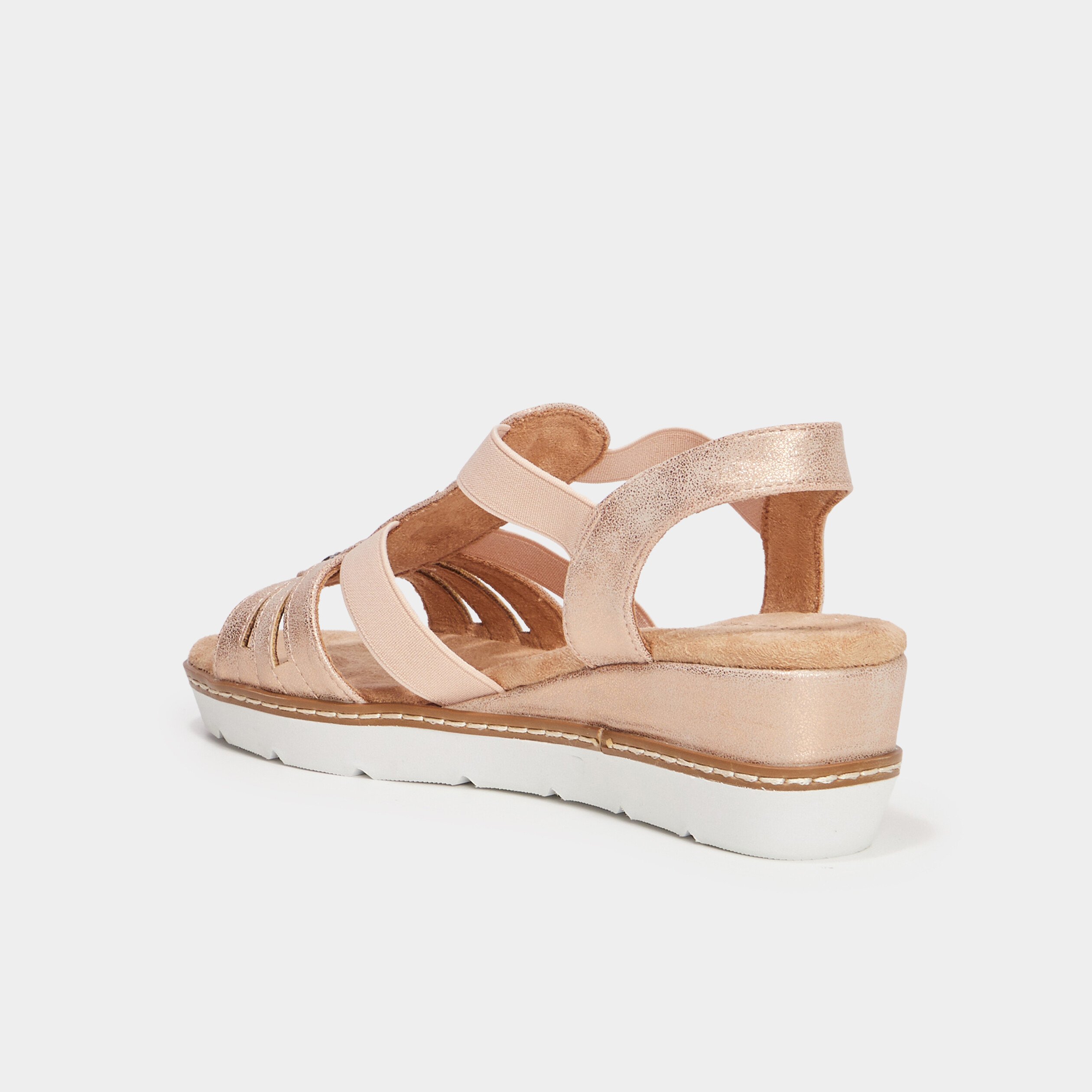 sandales compensees pied large rose femme Sandales compensées pied large rose femme
