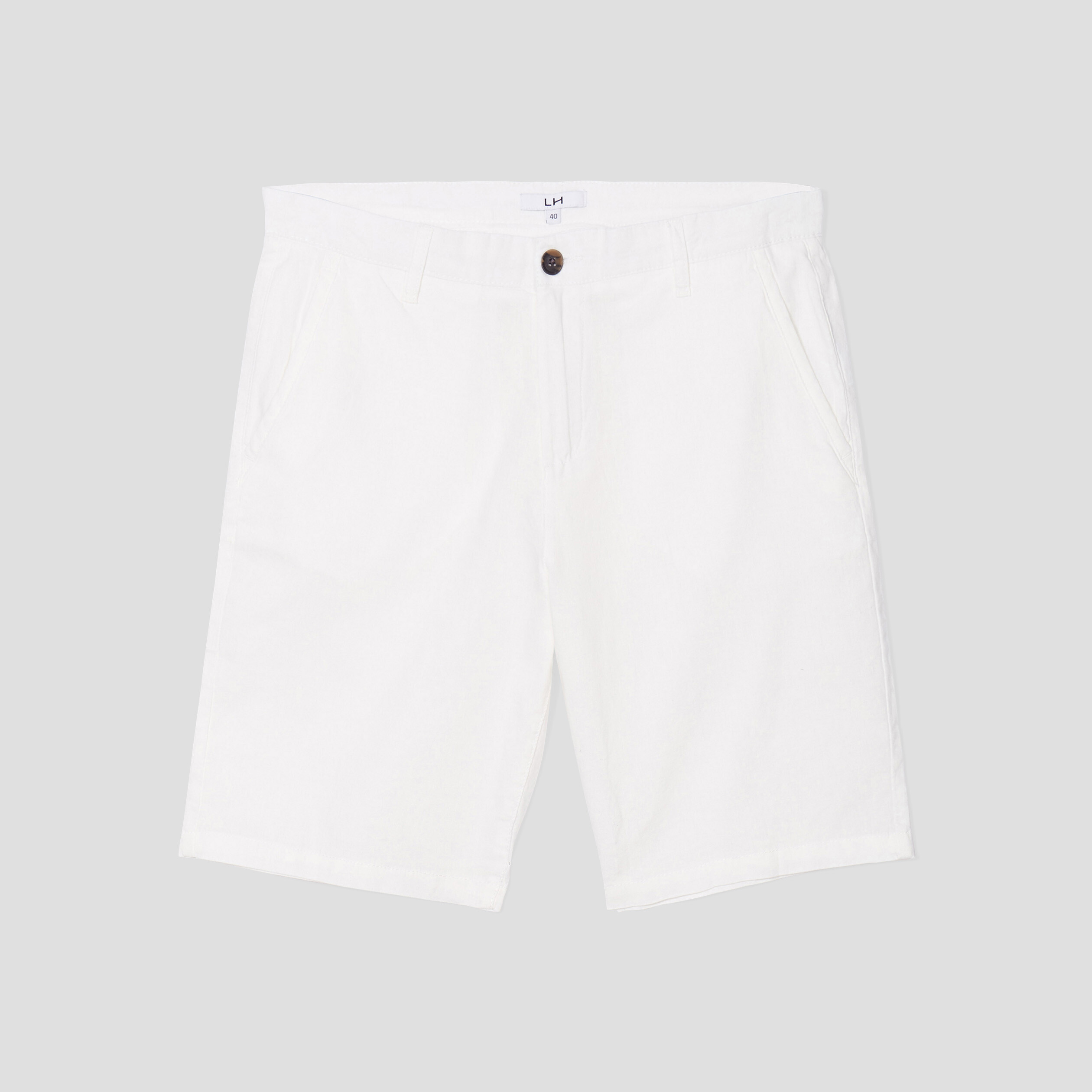 Short en lin blanc homme