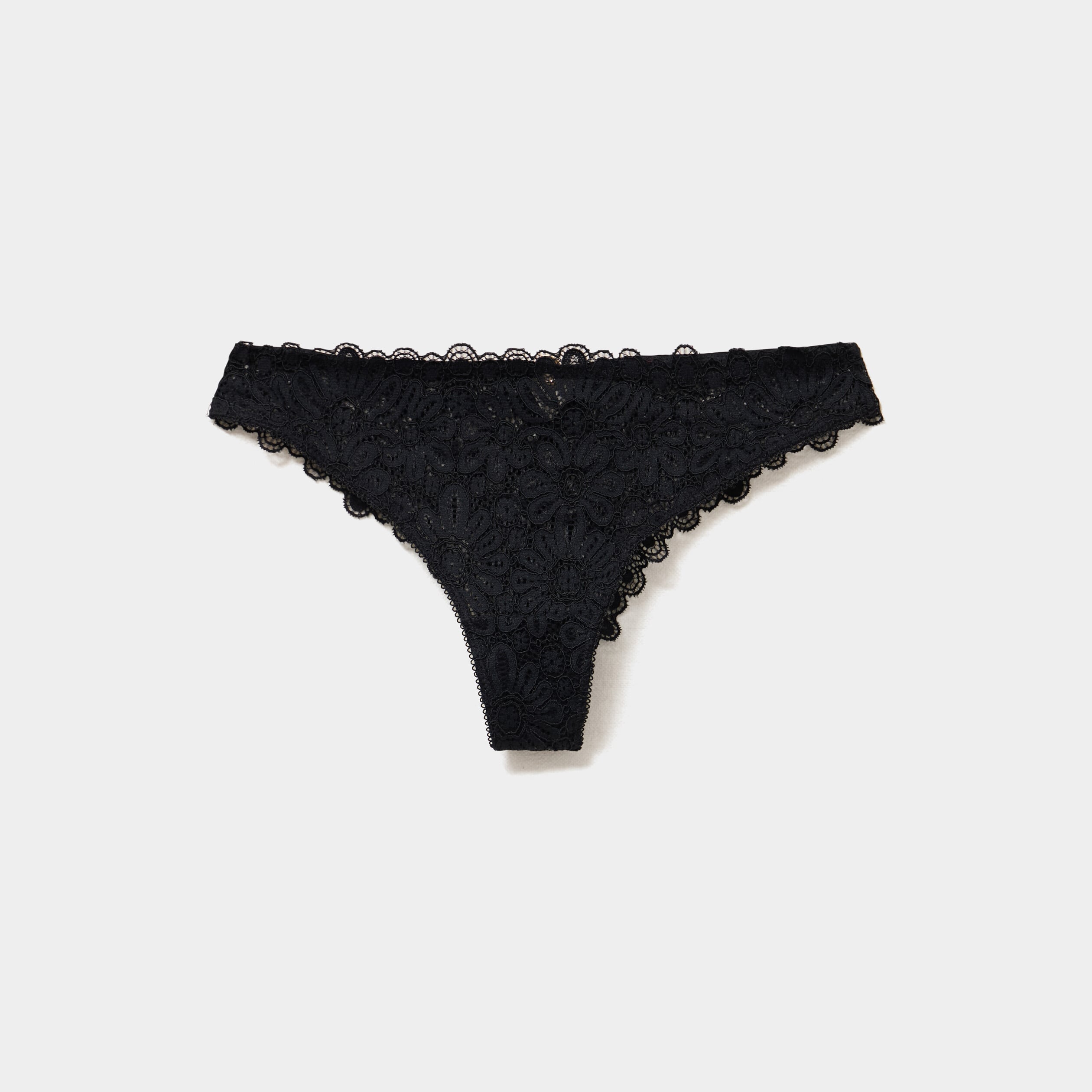 Tanga en dentelle noir femme