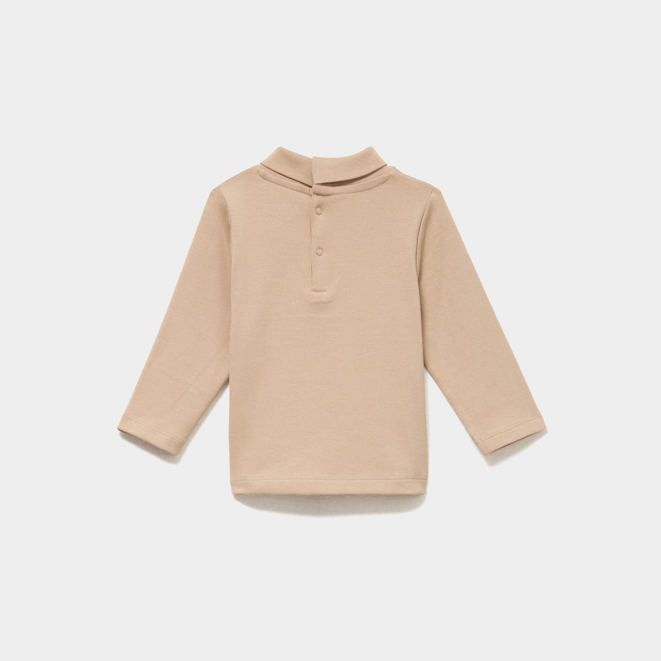 Lot 2 t-shirts col roul&eacute; boutonn&eacute; dos sable b&eacute;b&eacute; gar&ccedil;on