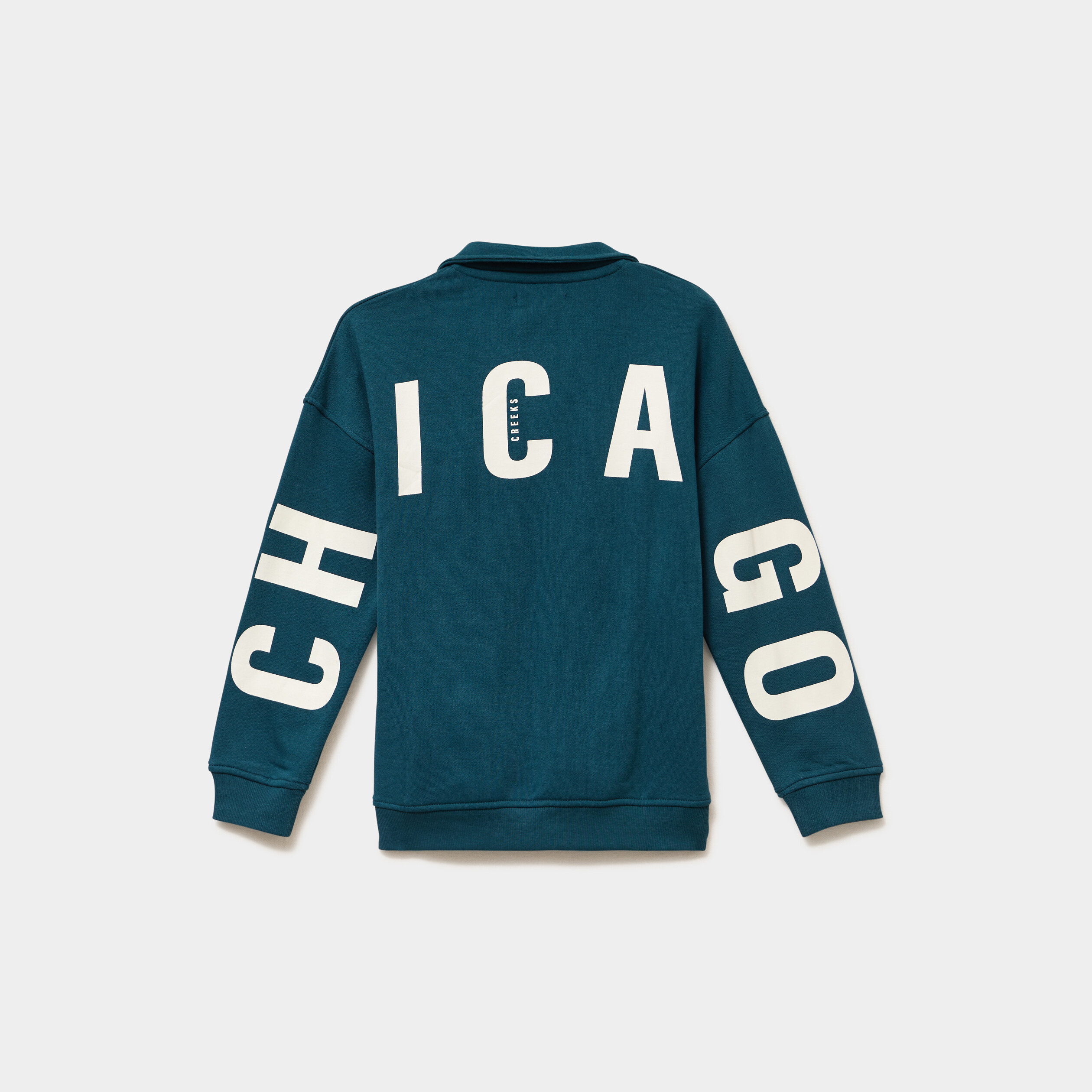 Sweat col camionneur avec poches bleu canard gar&ccedil;on