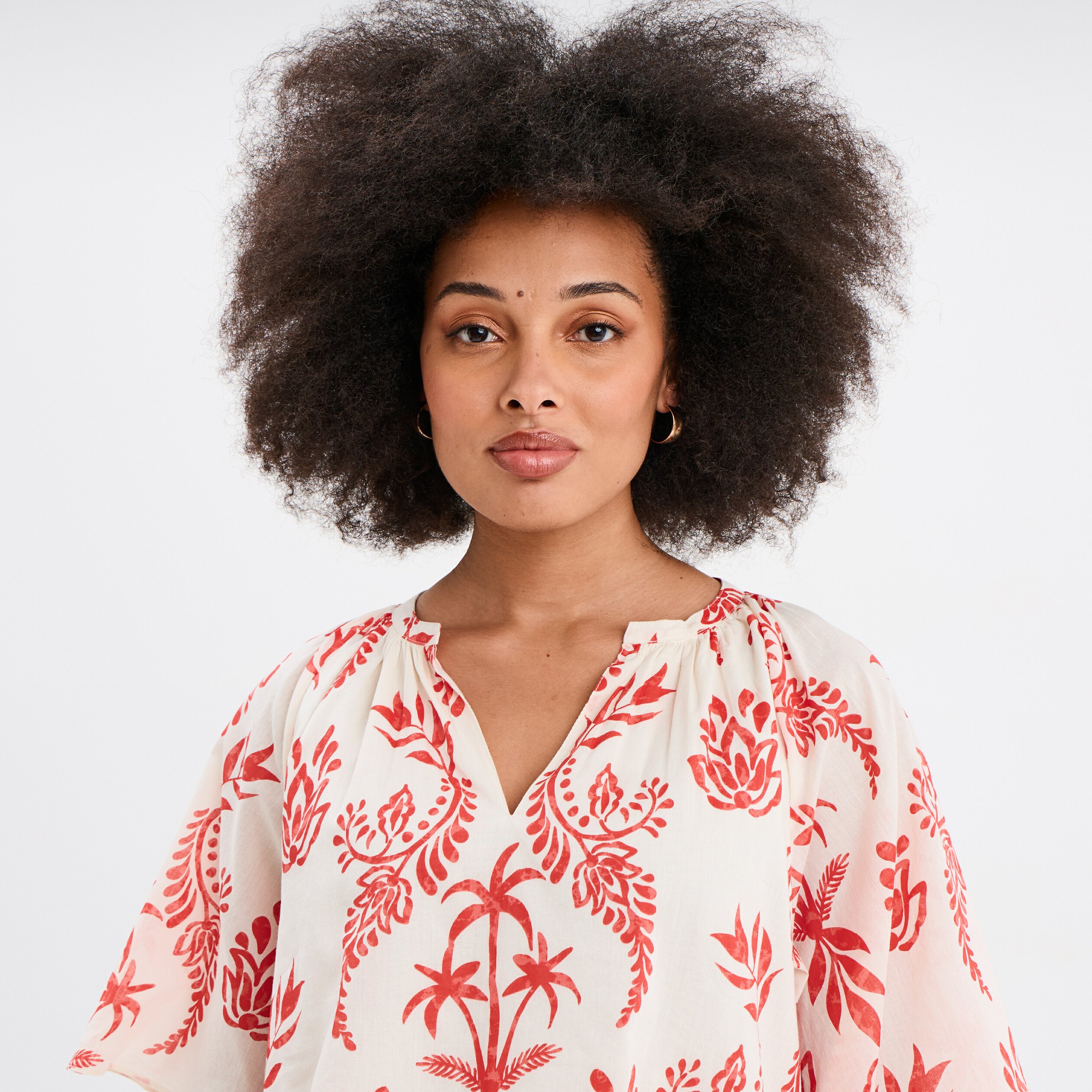 blouse manches courtes papillons coton ecru femme Blouse manches courtes papillons coton ecru femme