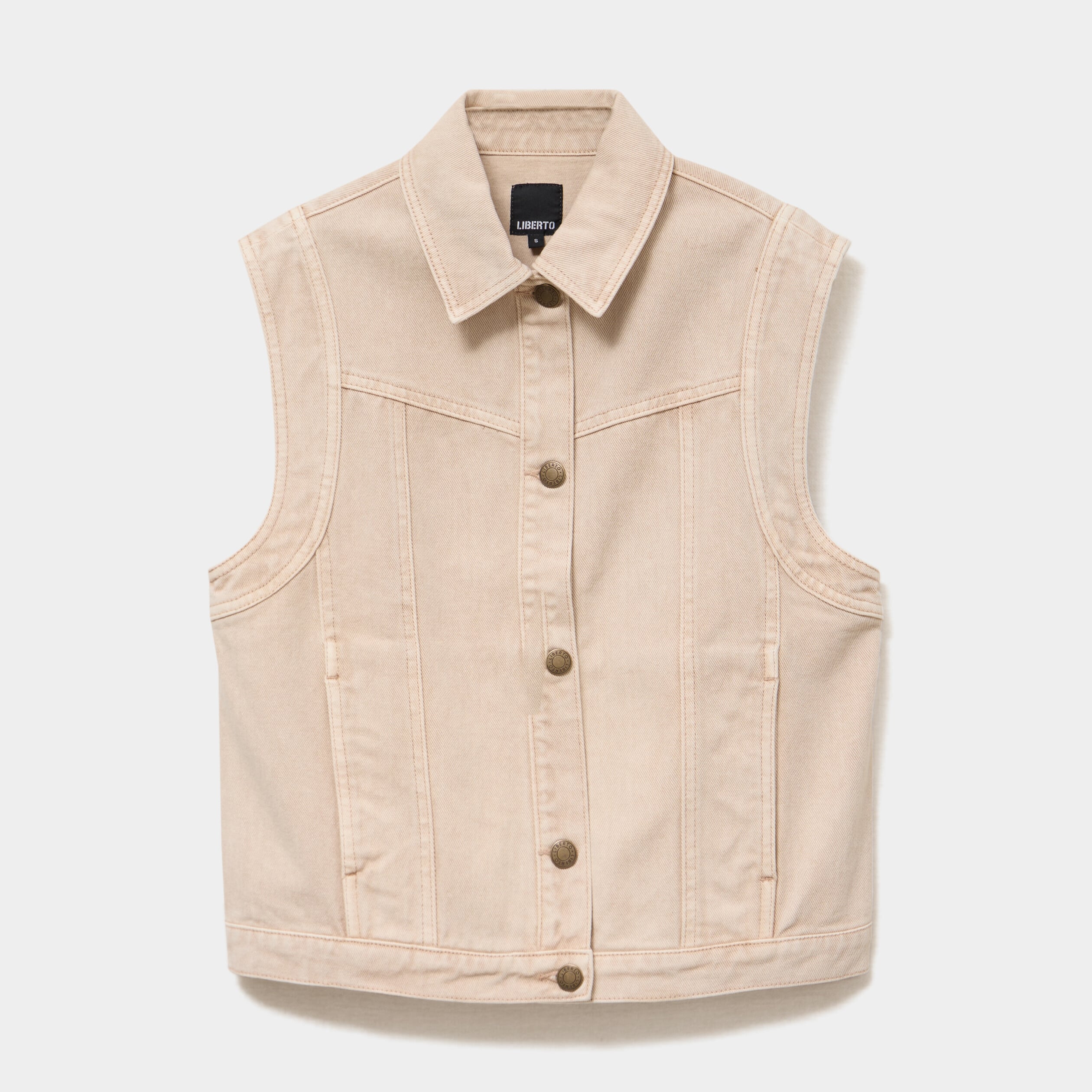 Veste en jean sans manches coton sable femme