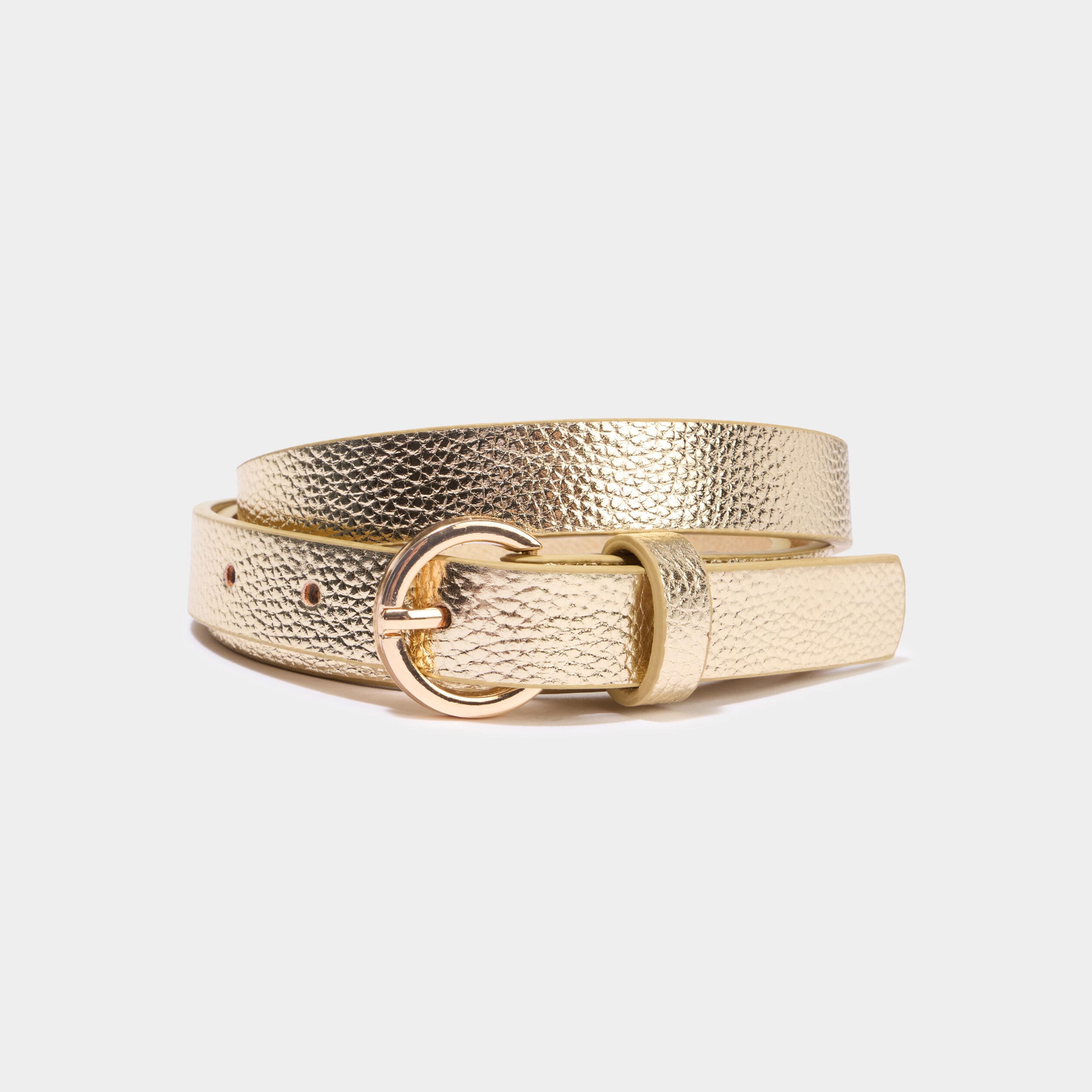 Ceinture avec boucle ronde couleur or femme