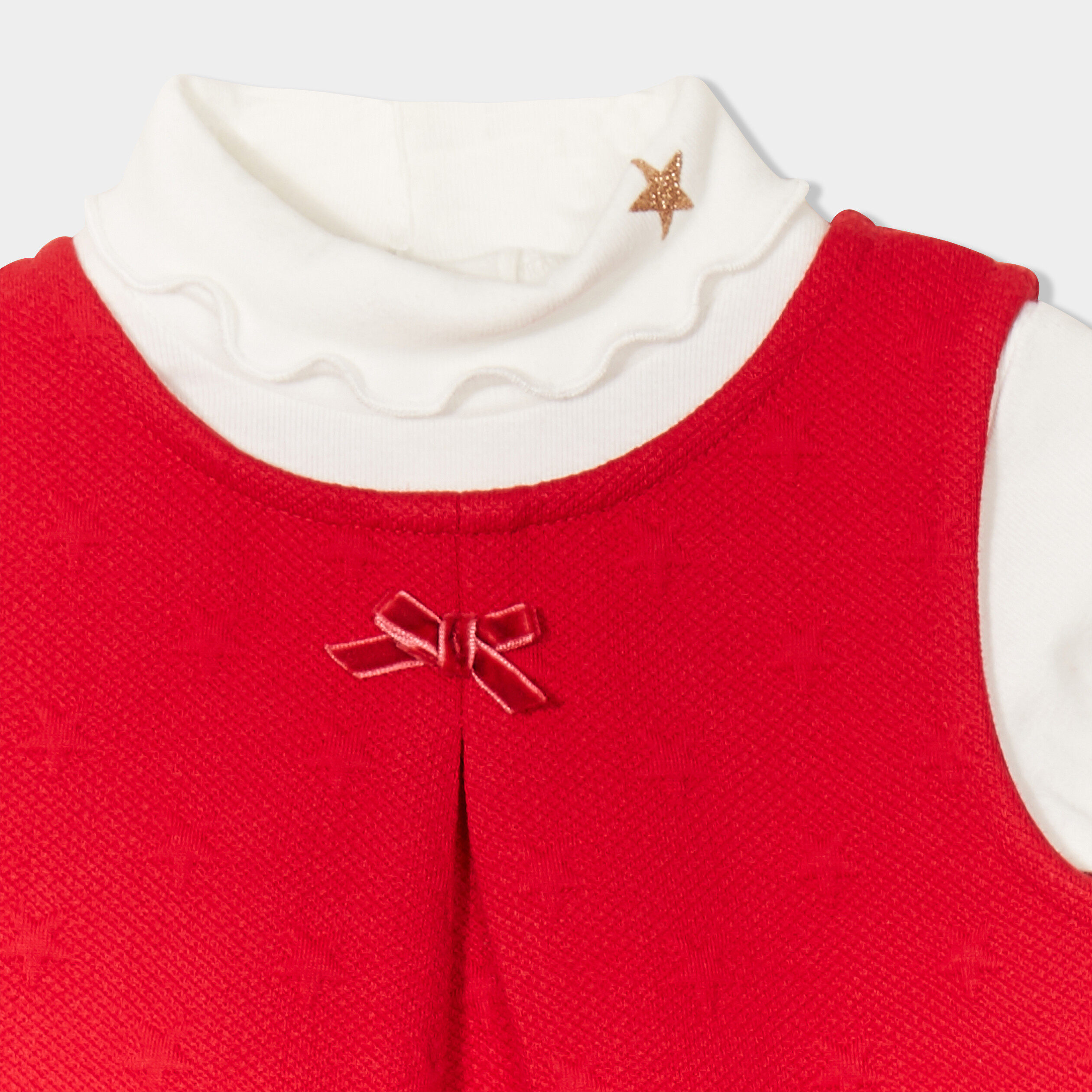 Ensemble 2 pi&egrave;ces robe et sous pull No&euml;l rouge b&eacute;b&eacute; fille