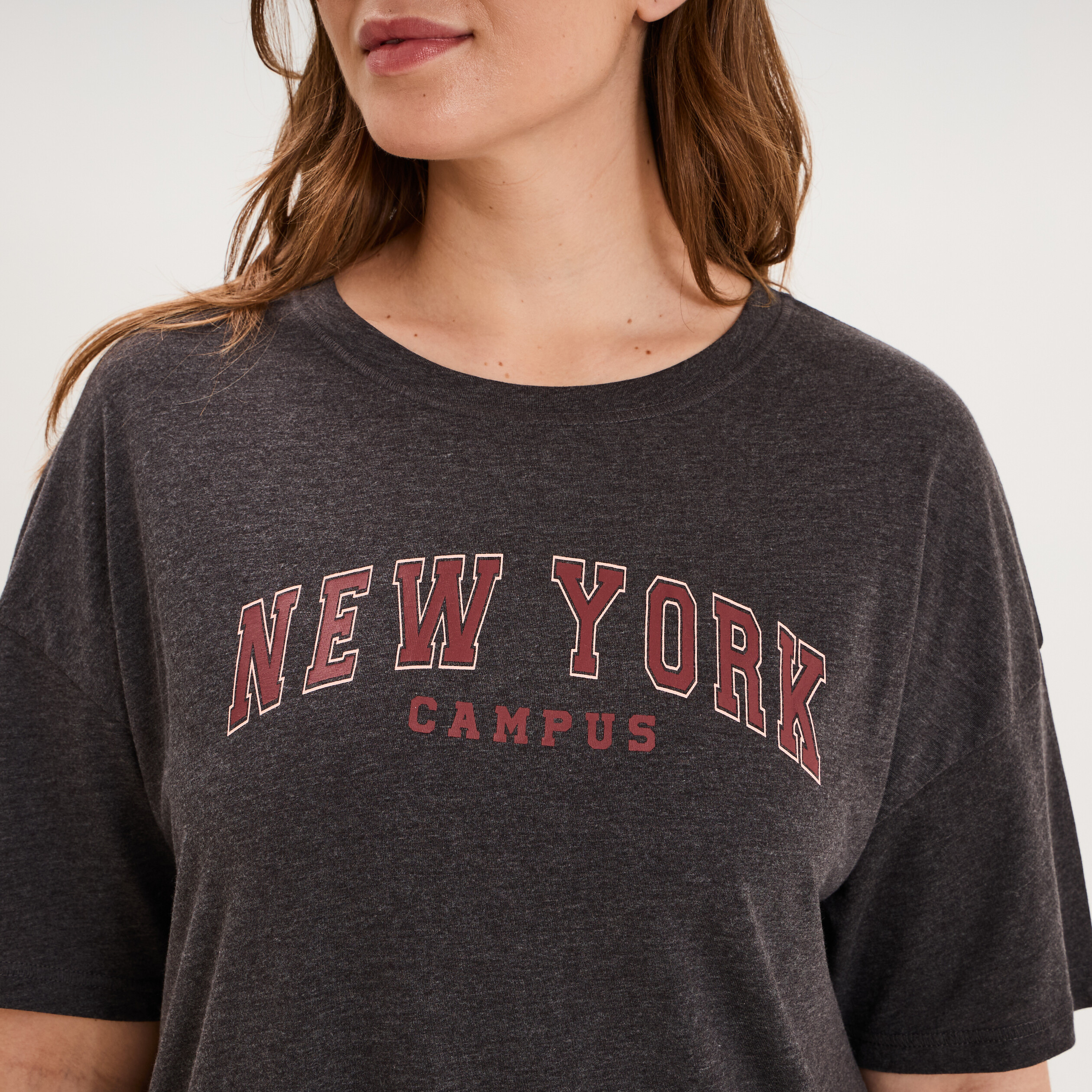 Chemise de nuit courte coton majoritaire gris clair femme grande taille
