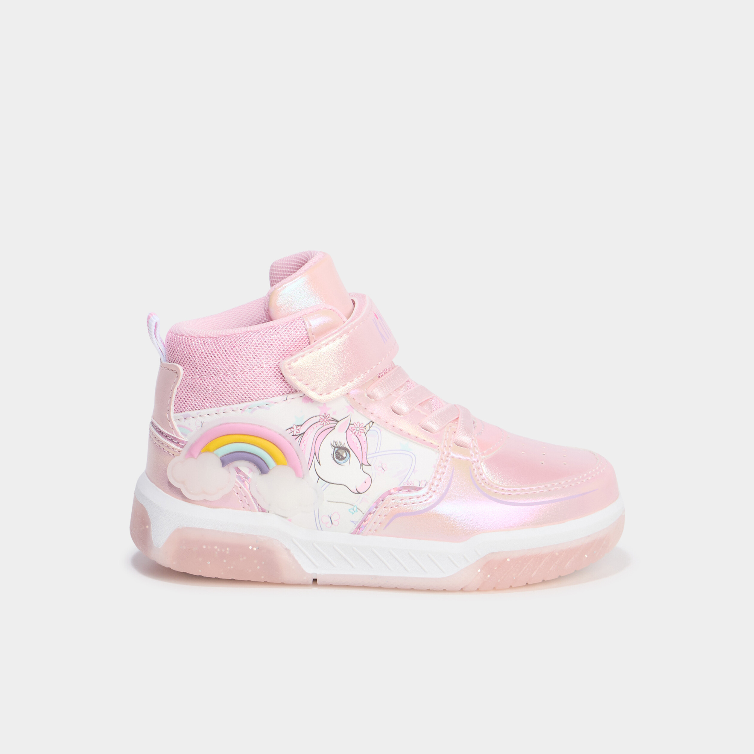 Baskets montantes lumineuses rose fille