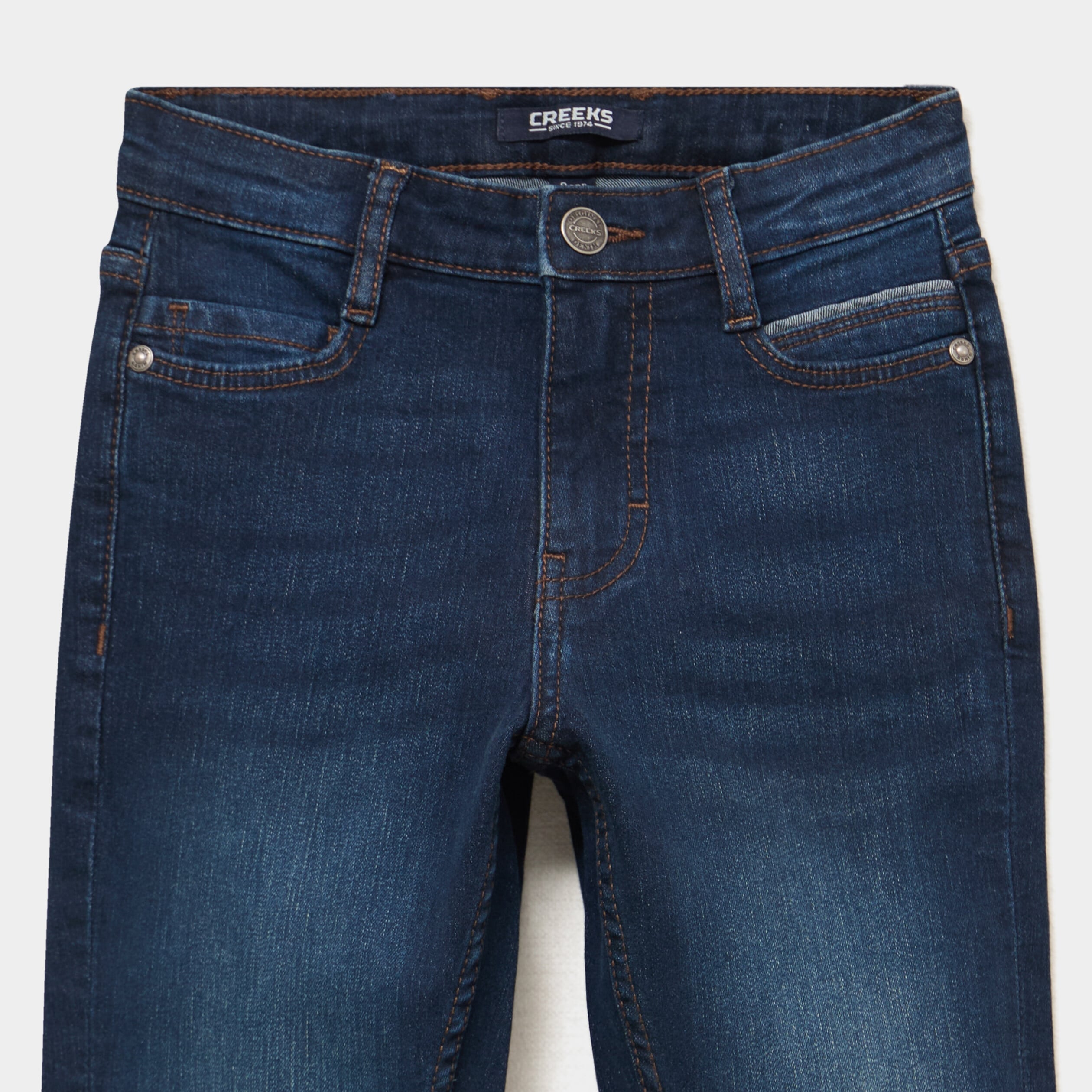 Jean skinny 5 poches taille ajustable bleu fonc&eacute; gar&ccedil;on