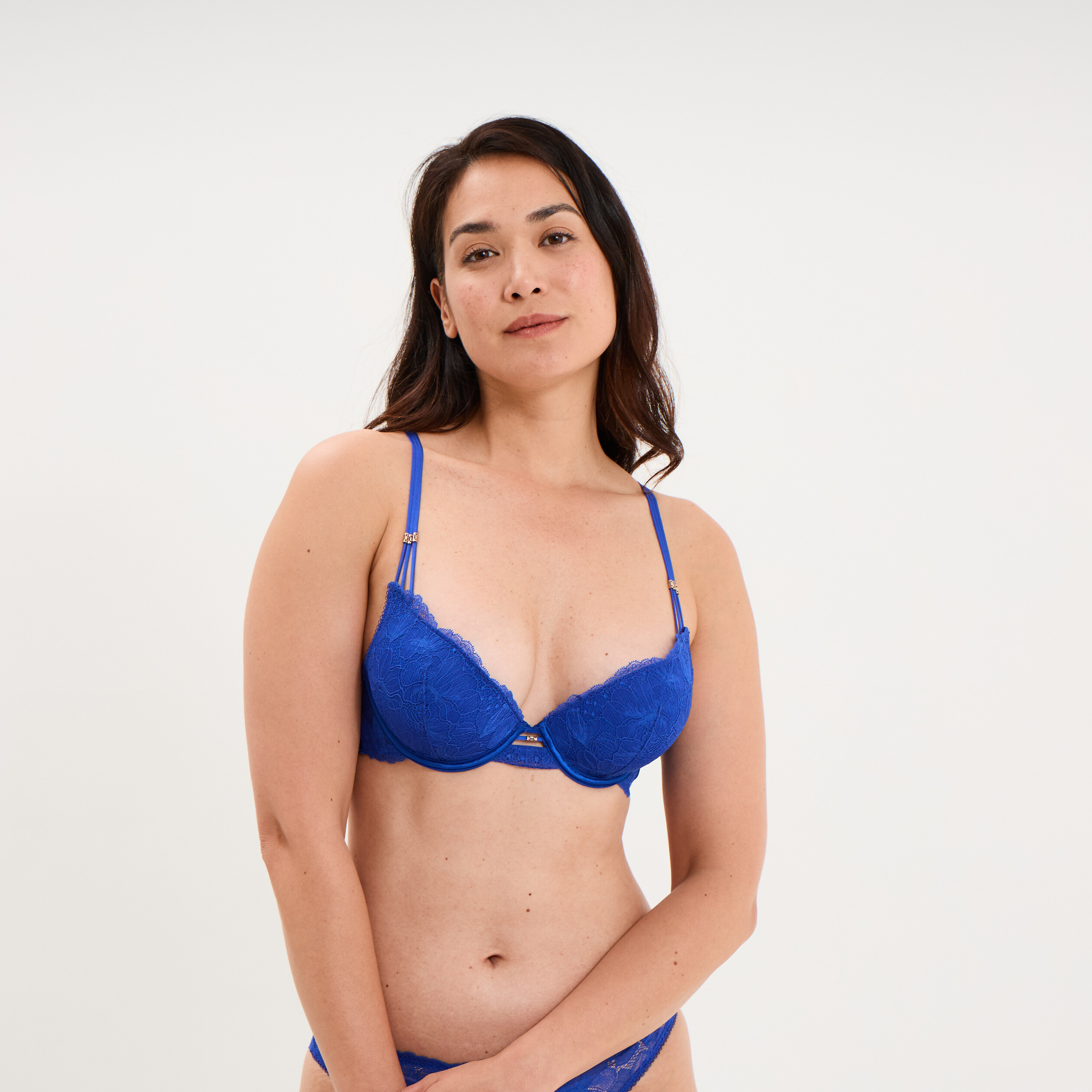 Soutien-gorge maxi push-up dentelle bleu electrique femme