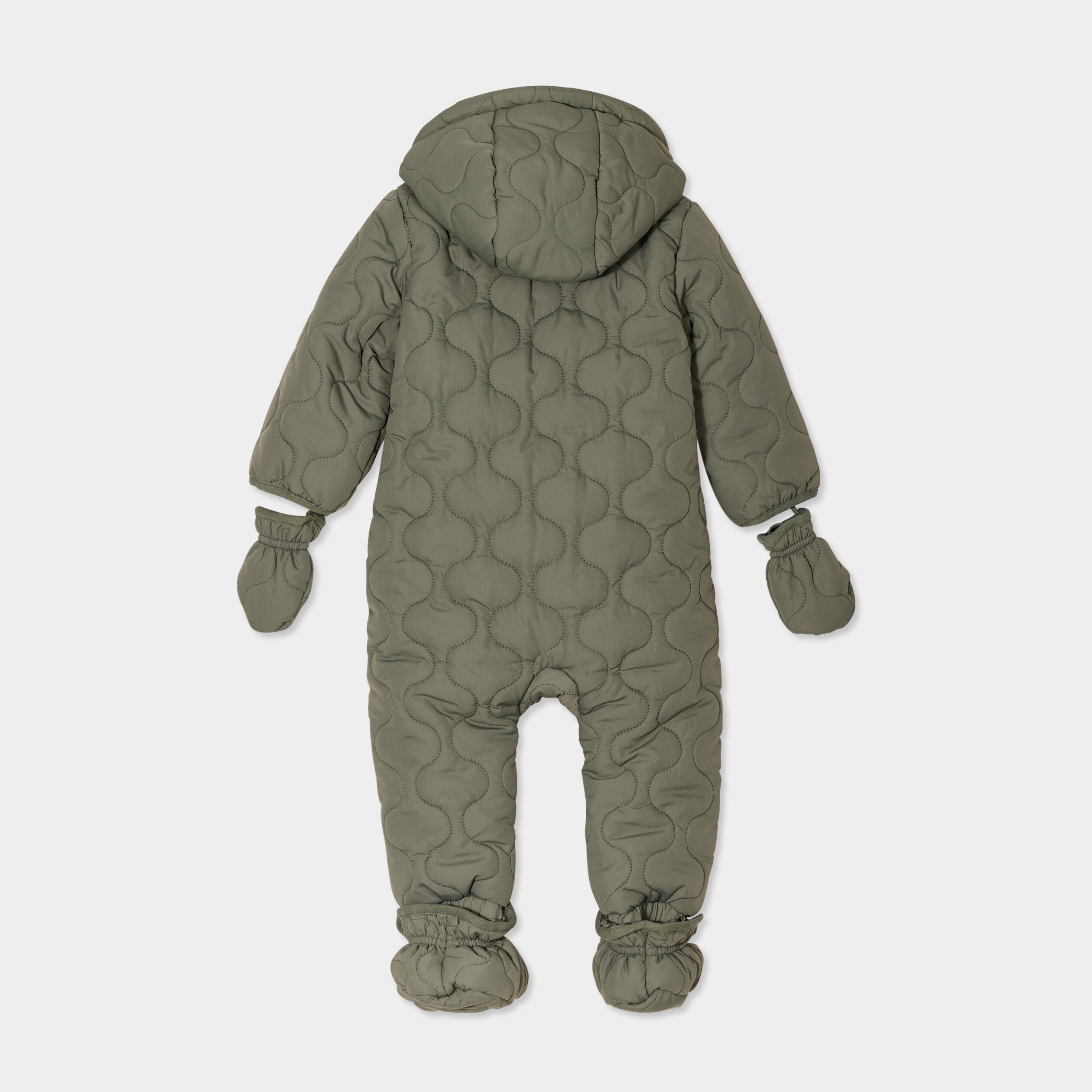 Combinaison pilote doubl&eacute;e &agrave; capuche vert kaki b&eacute;b&eacute; gar&ccedil;on