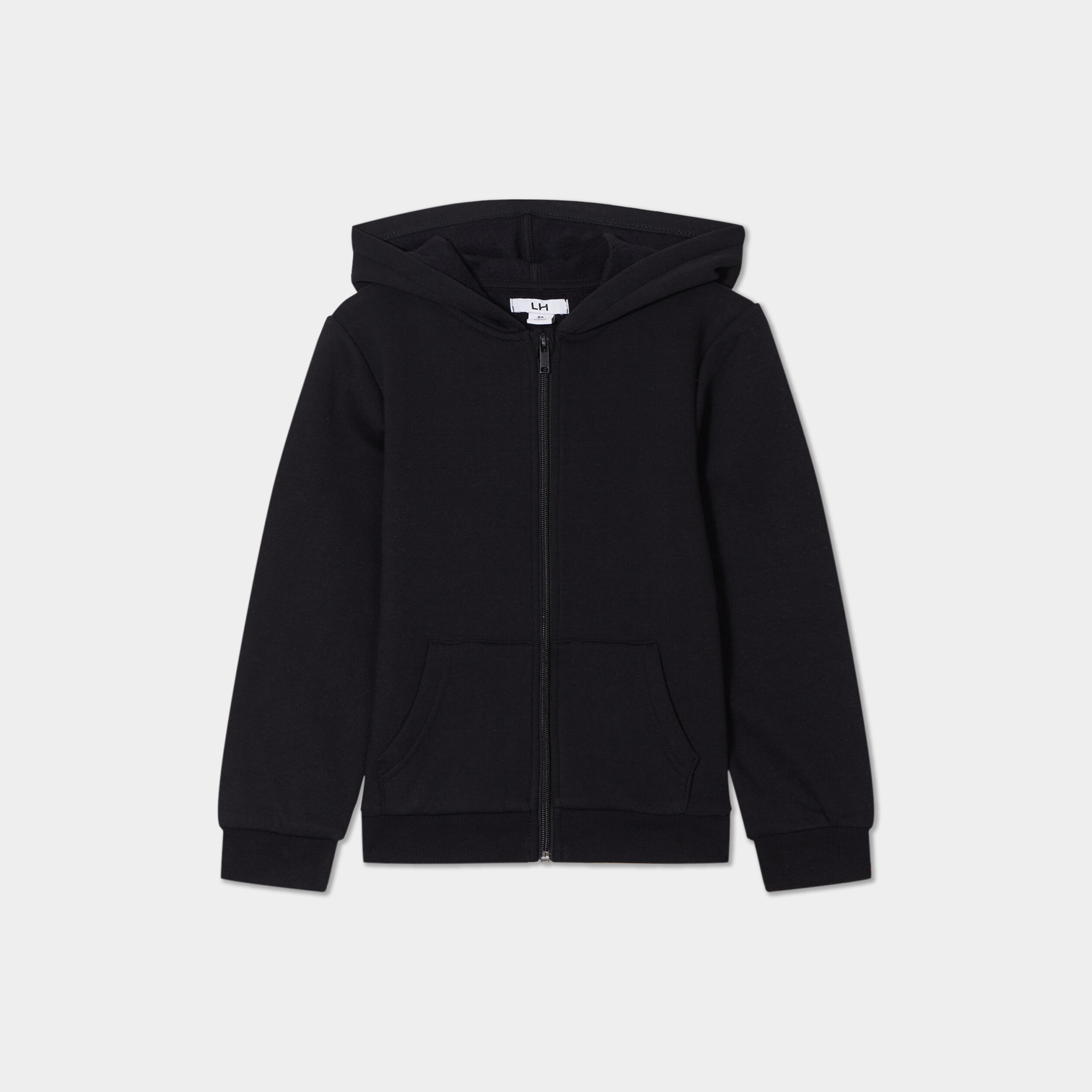 Sweat à capuche zippé noir fille