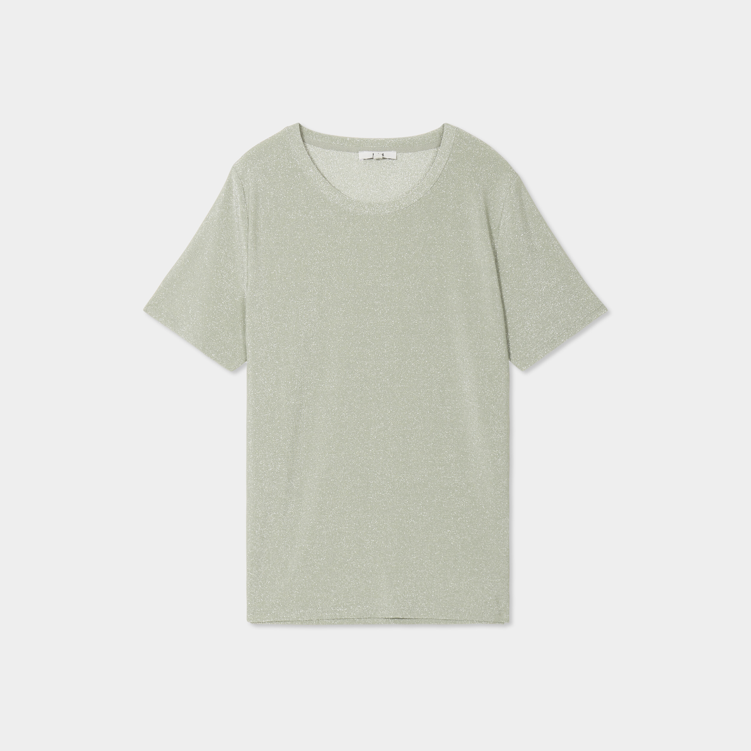 t shirt manches courtes fils metallises vert clair femme T-shirt manches courtes fils métallisés vert clair femme