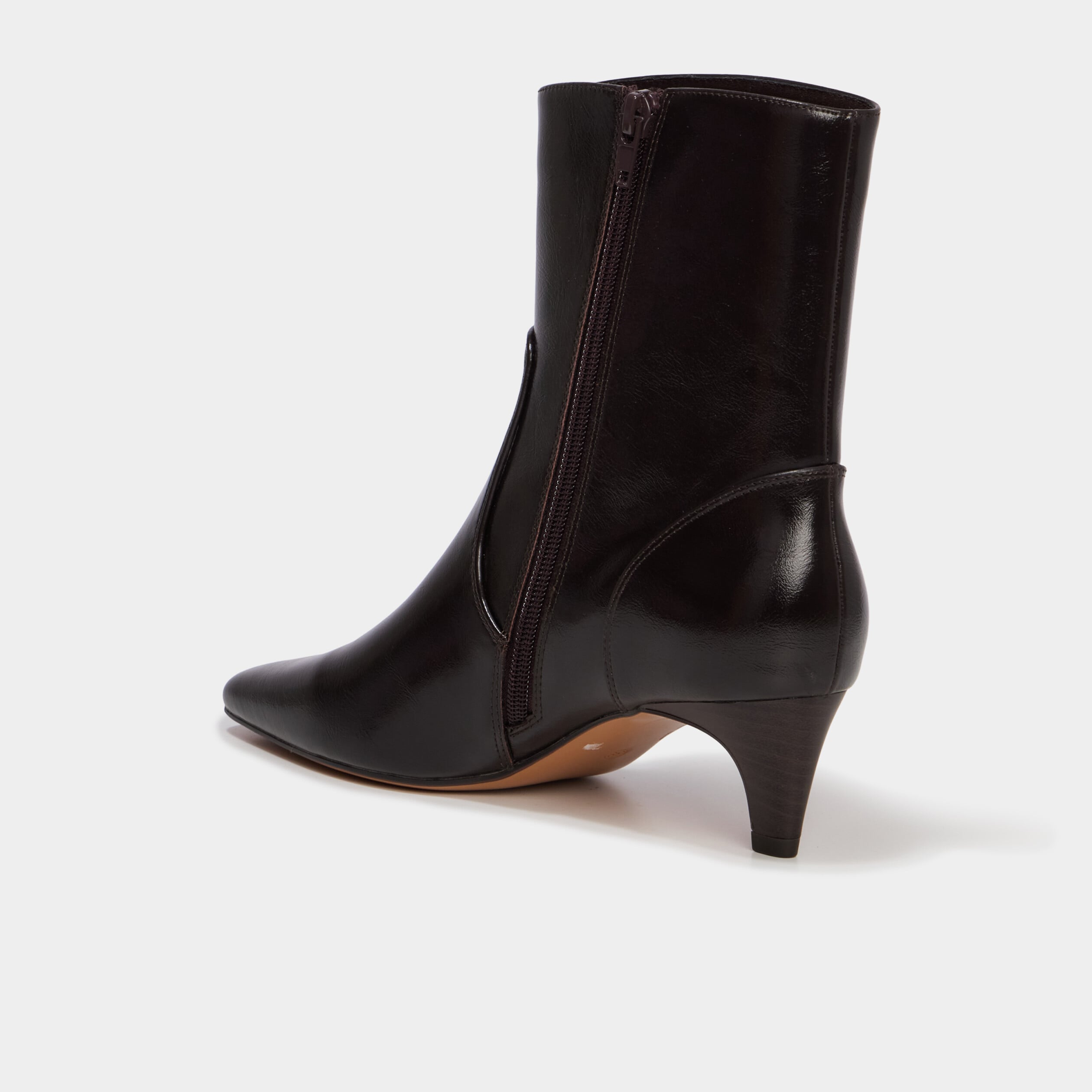Bottines kitten heel zipp&eacute;es bordeaux femme