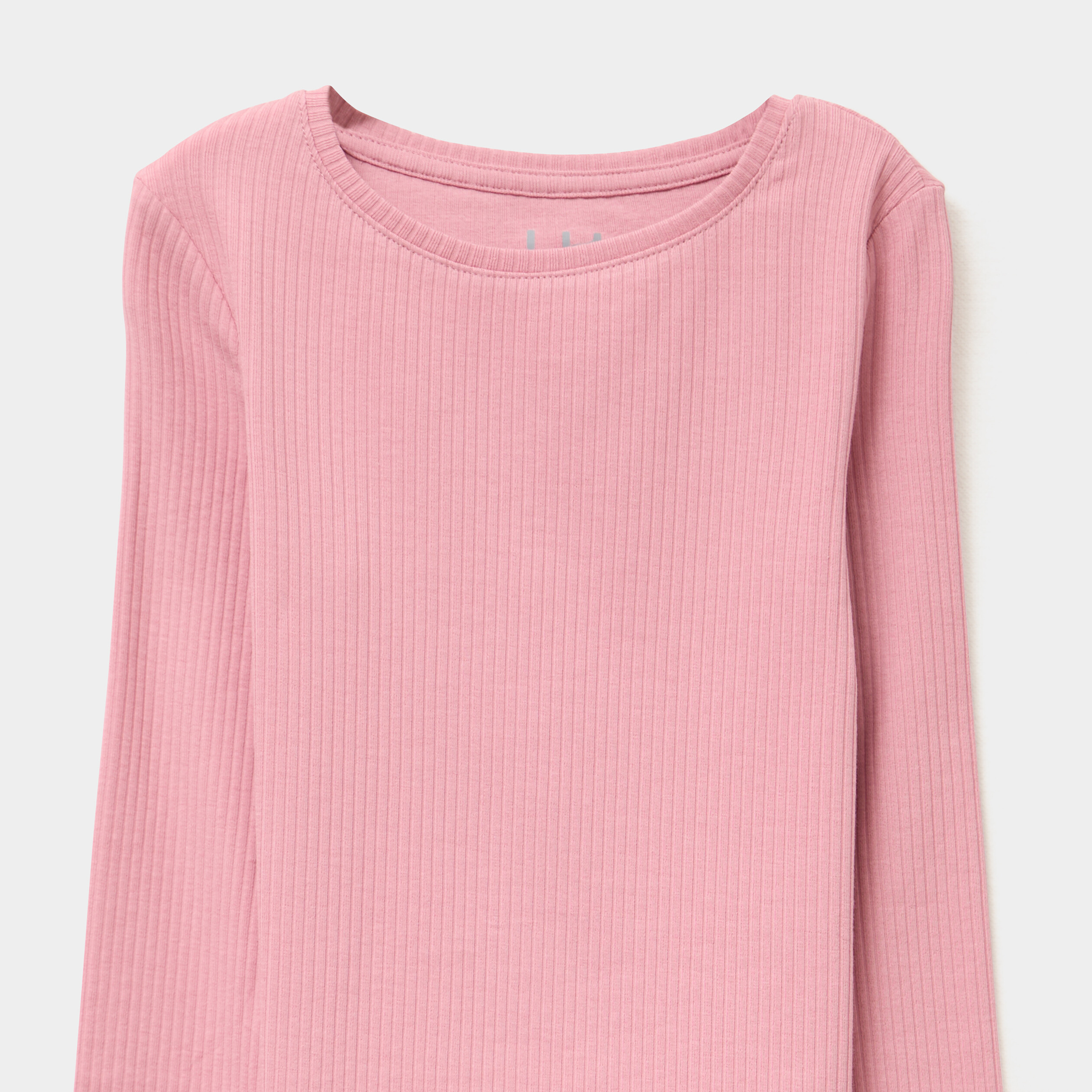 t shirt cotele manches longues coton vieux rose fille T-shirt côtelé manches longues coton vieux rose fille