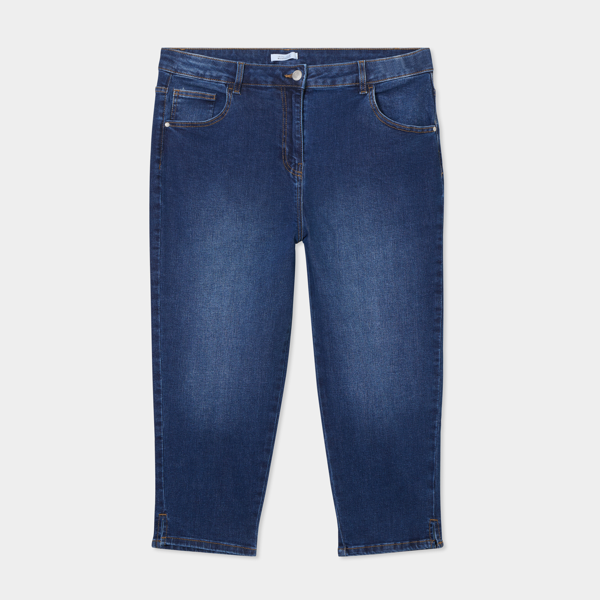 jeans corsaire slim taille haute denim stone femmegt Jeans corsaire slim taille haute denim stone femme grande taille
