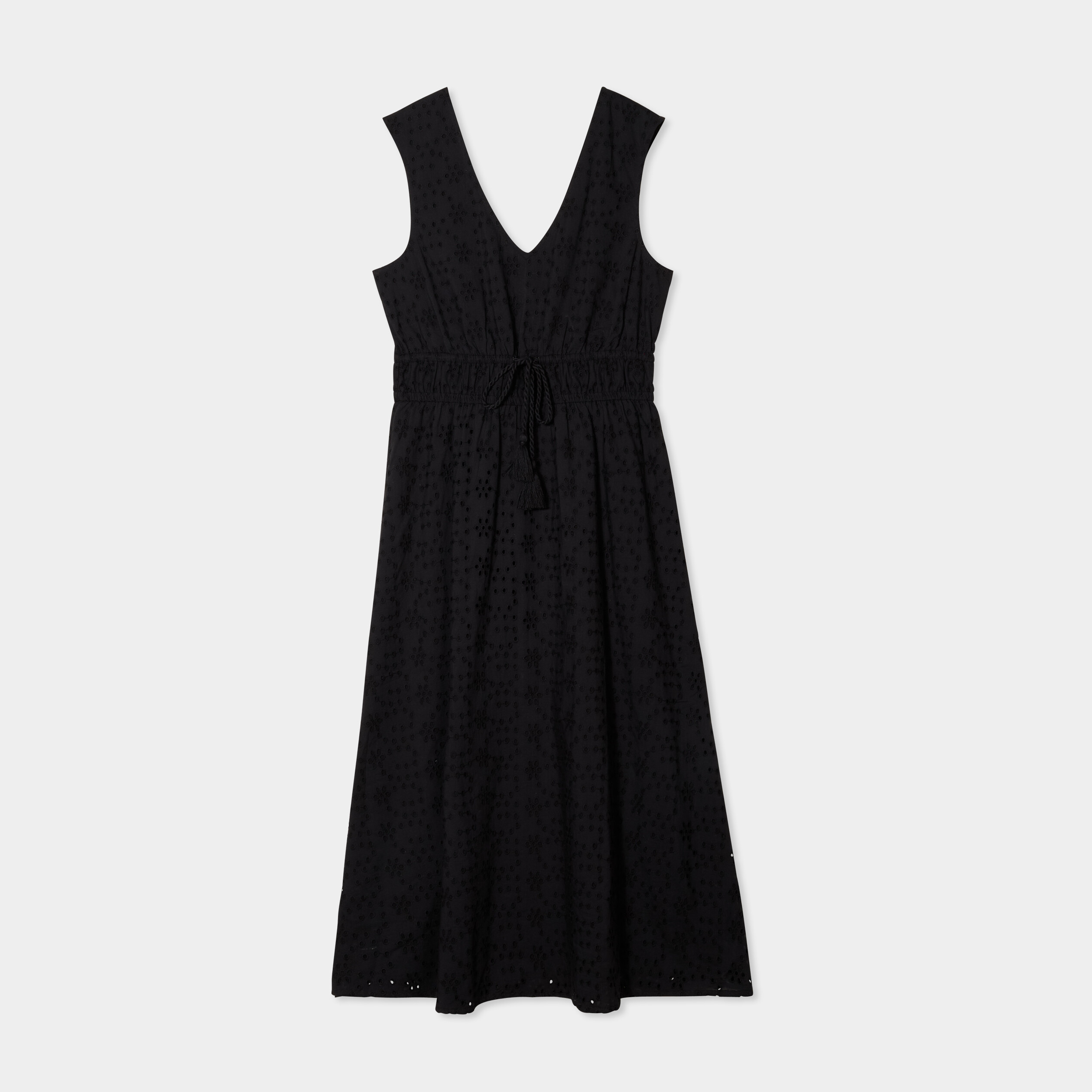 robe midi broderie anglaise coton noir femme Robe midi broderie anglaise coton noir femme