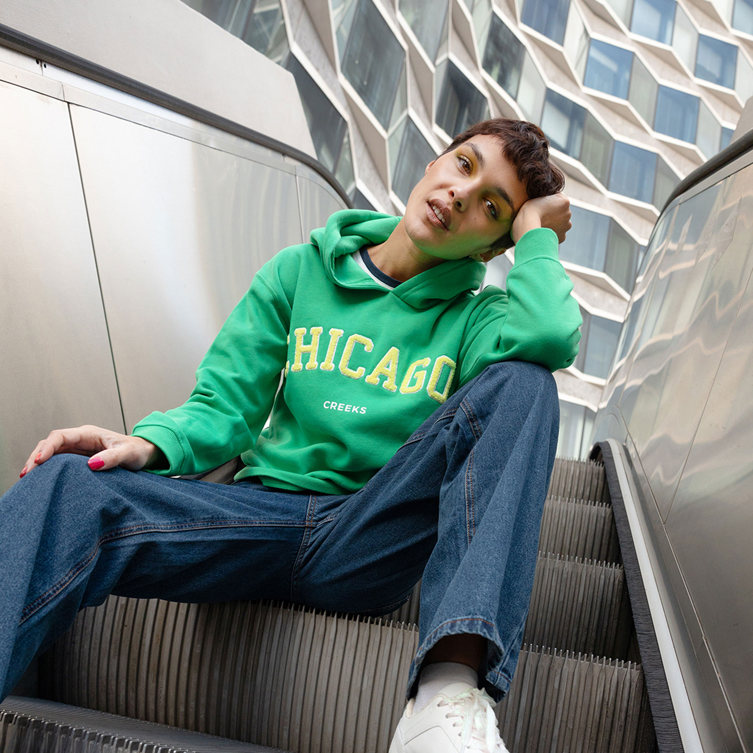 Sweat à capuche hoodie Creeks vert menthe femme