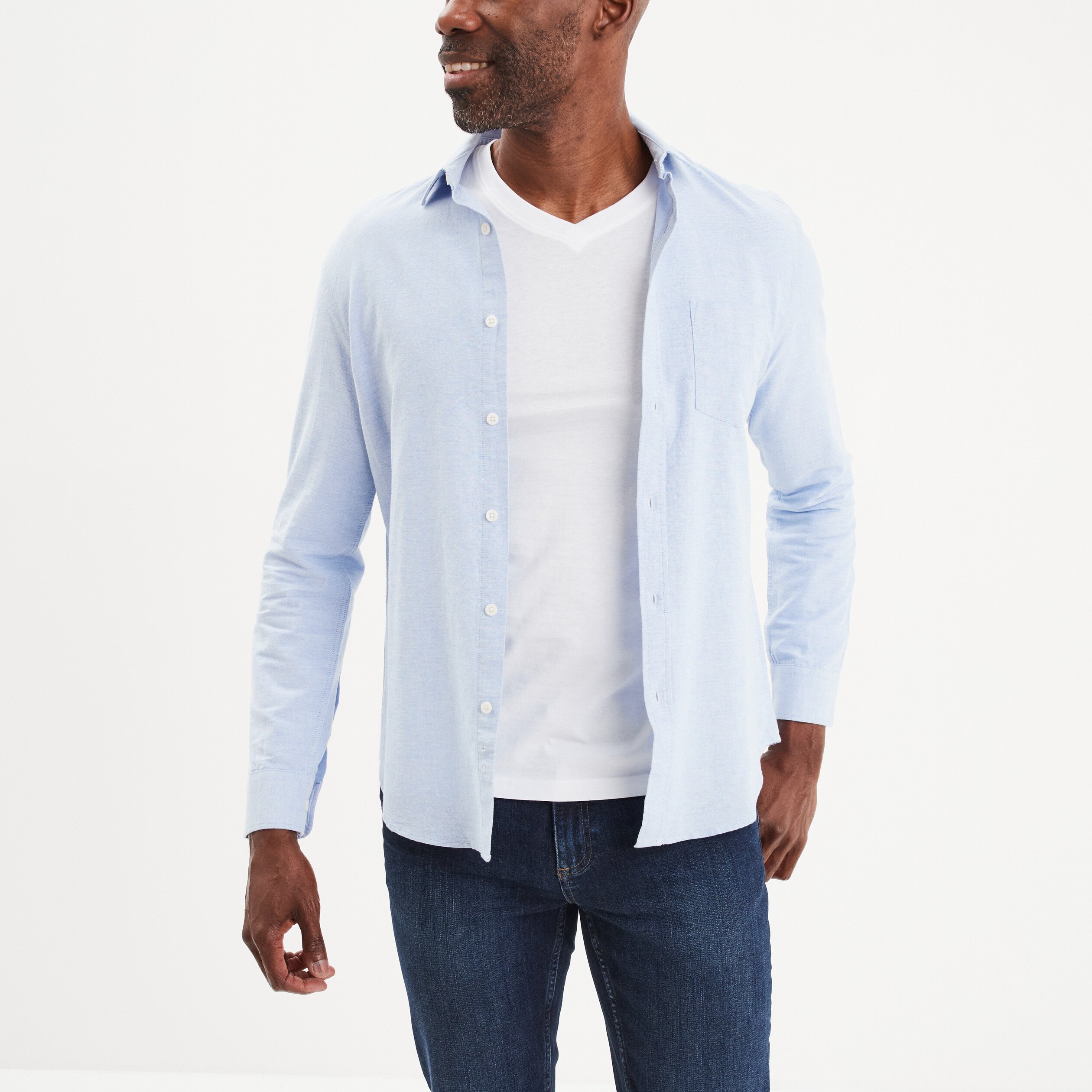 chemise coton manches longues creeks bleu ciel homme Chemise coton manches longues Creeks bleu ciel homme