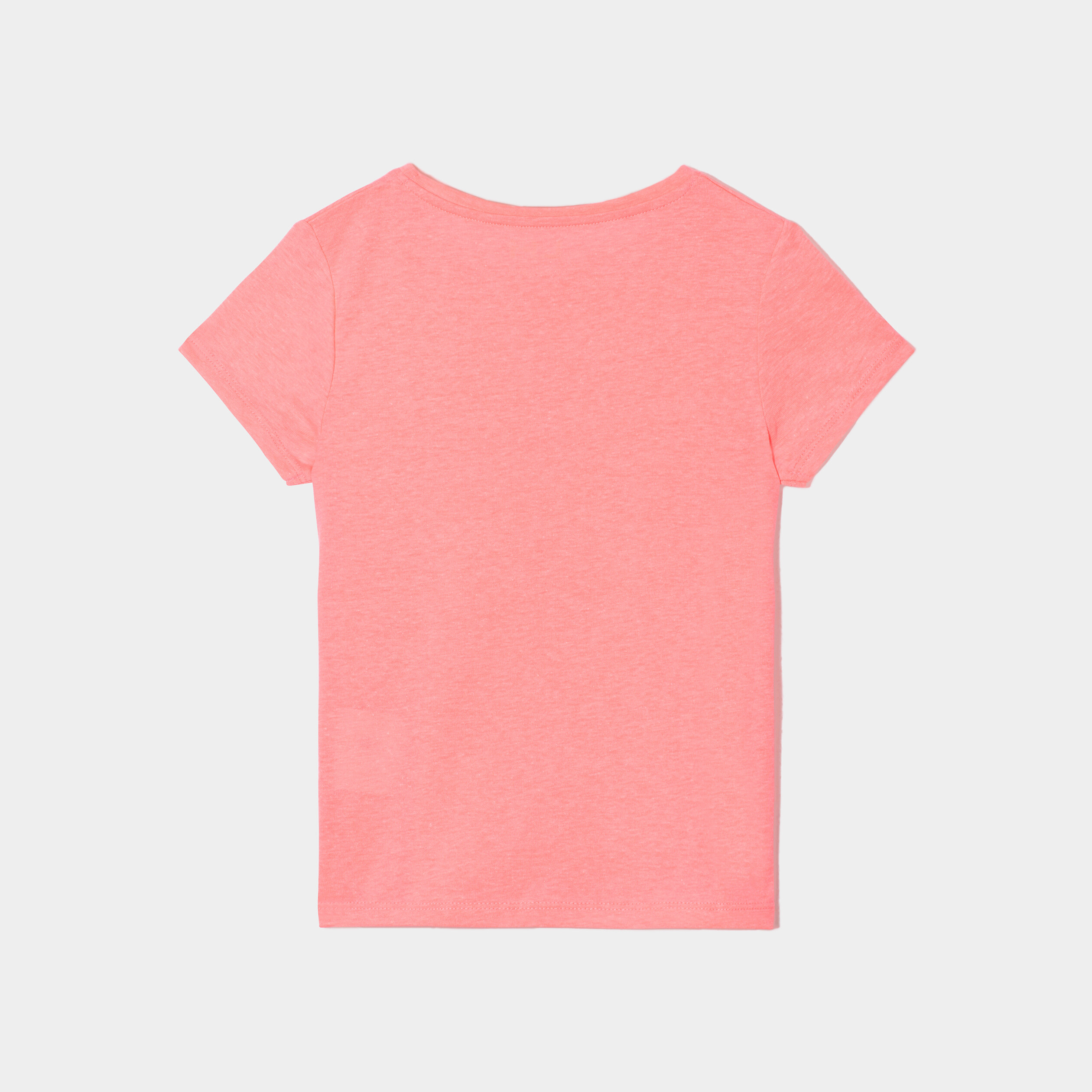 T-shirt manches courtes en coton rose fluo fille