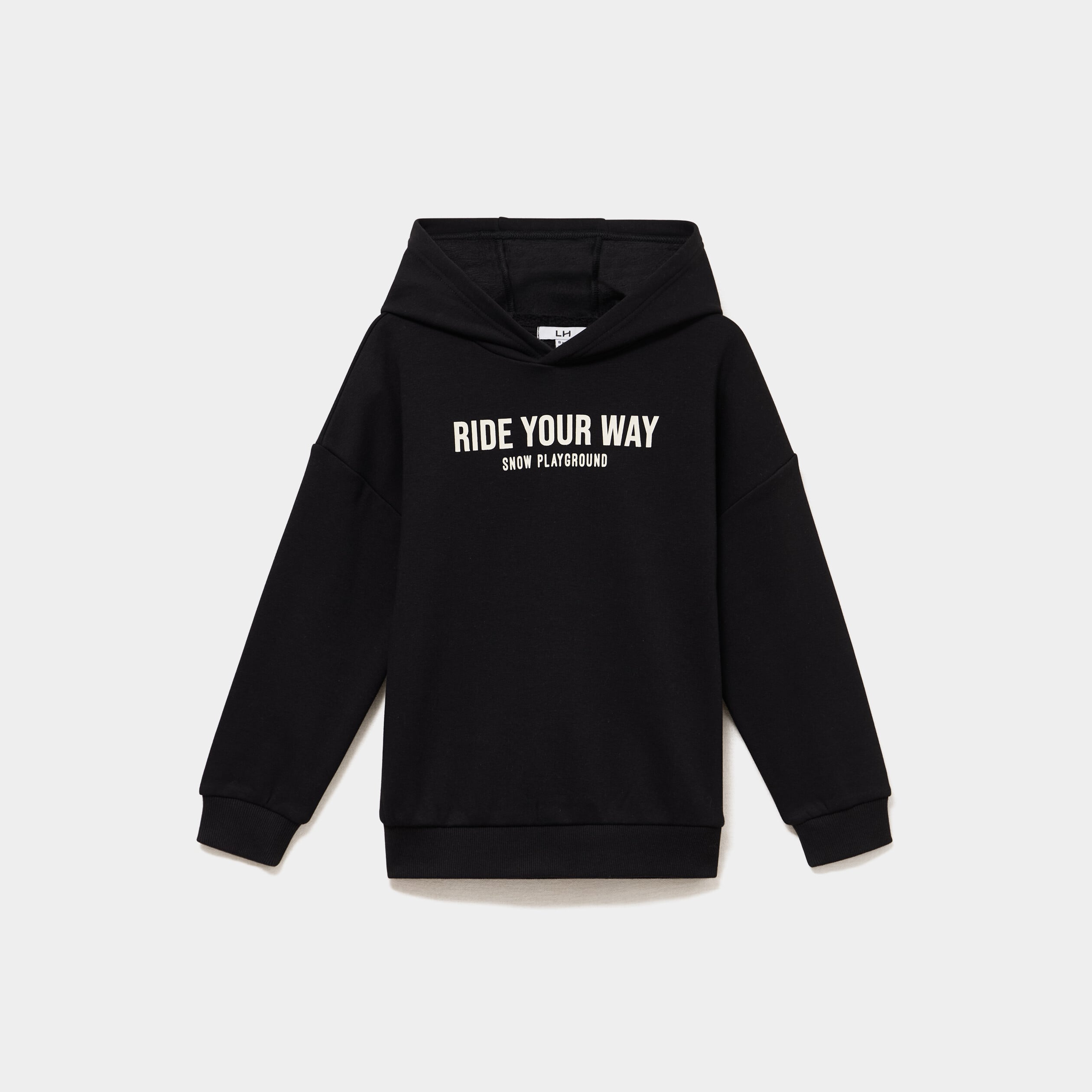 Sweat hoodie doubl&eacute; &agrave; capuche oversize noir gar&ccedil;on
