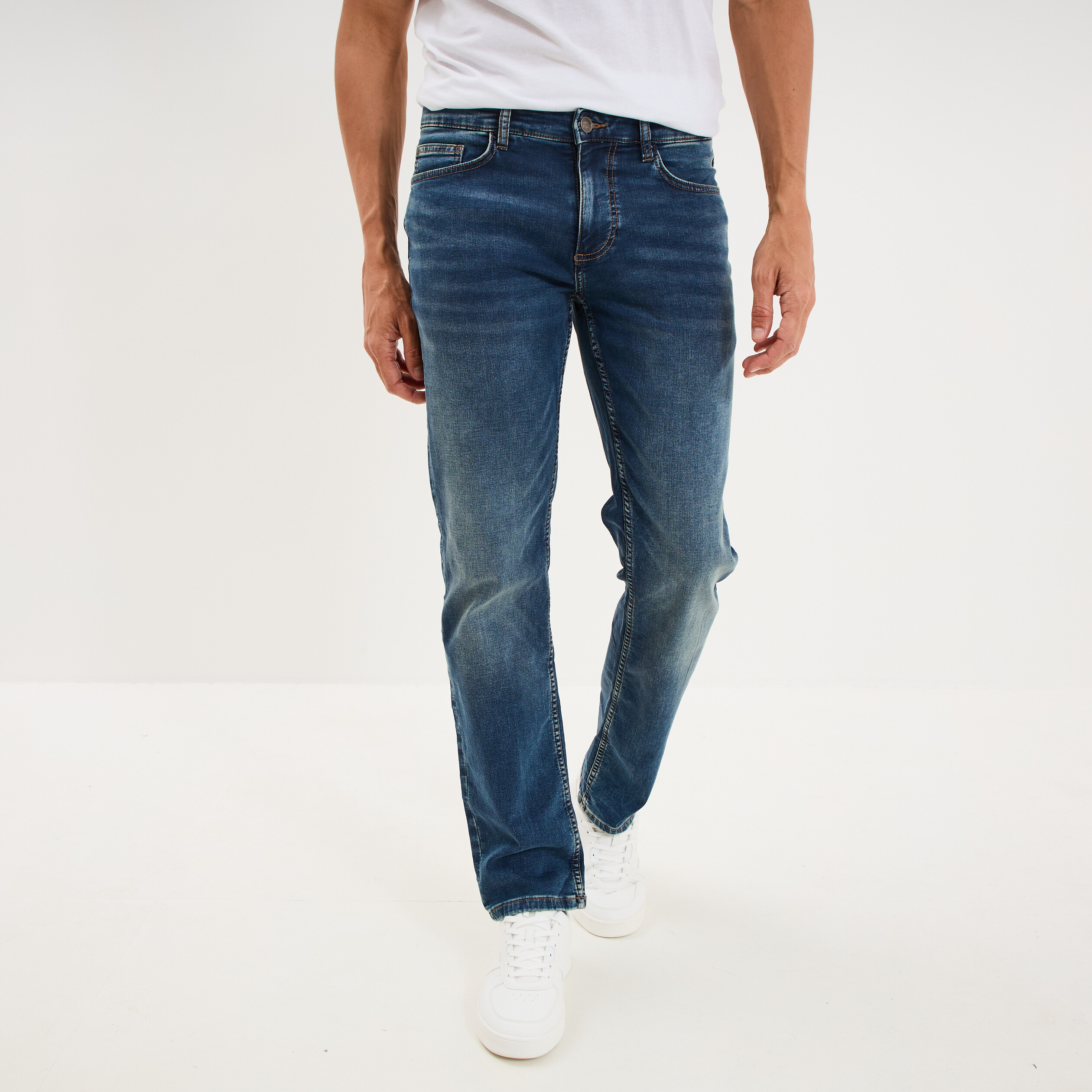 Jean stretch coupe regular denim dirty homme