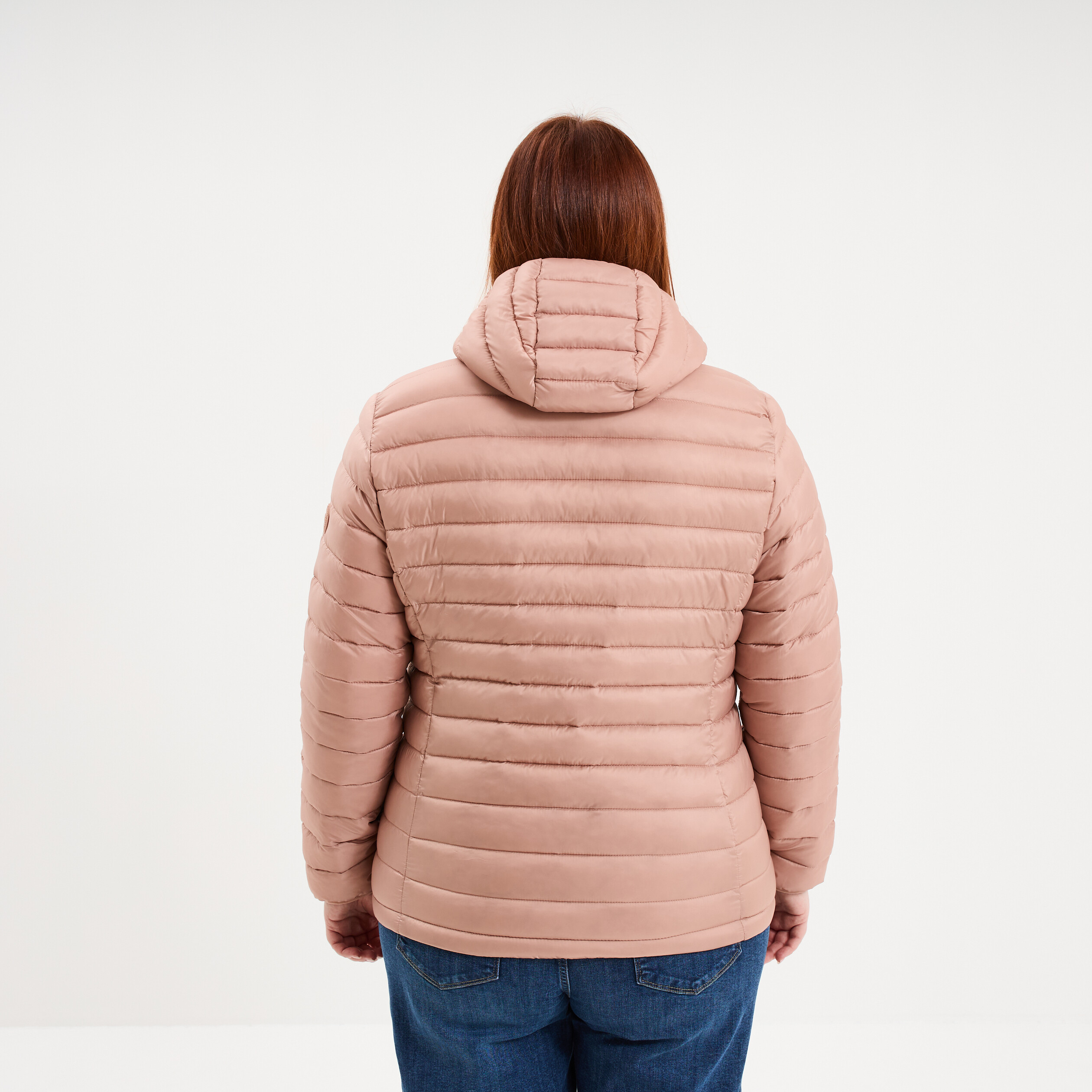 Doudoune d&eacute;perlante l&eacute;g&egrave;re &agrave; capuche vieux rose femme grande taille