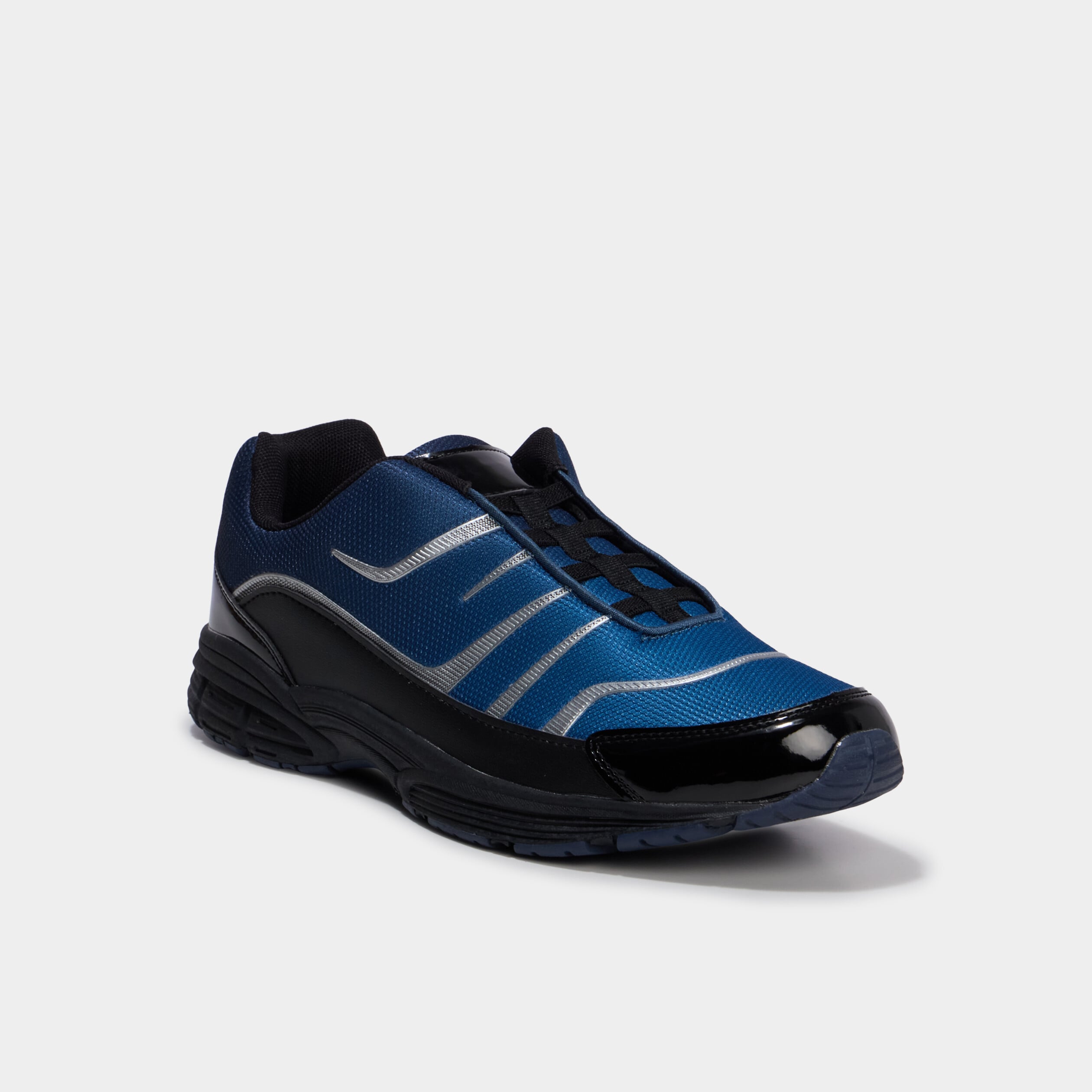 Baskets plates running &eacute;lastiqu&eacute;es bleu homme