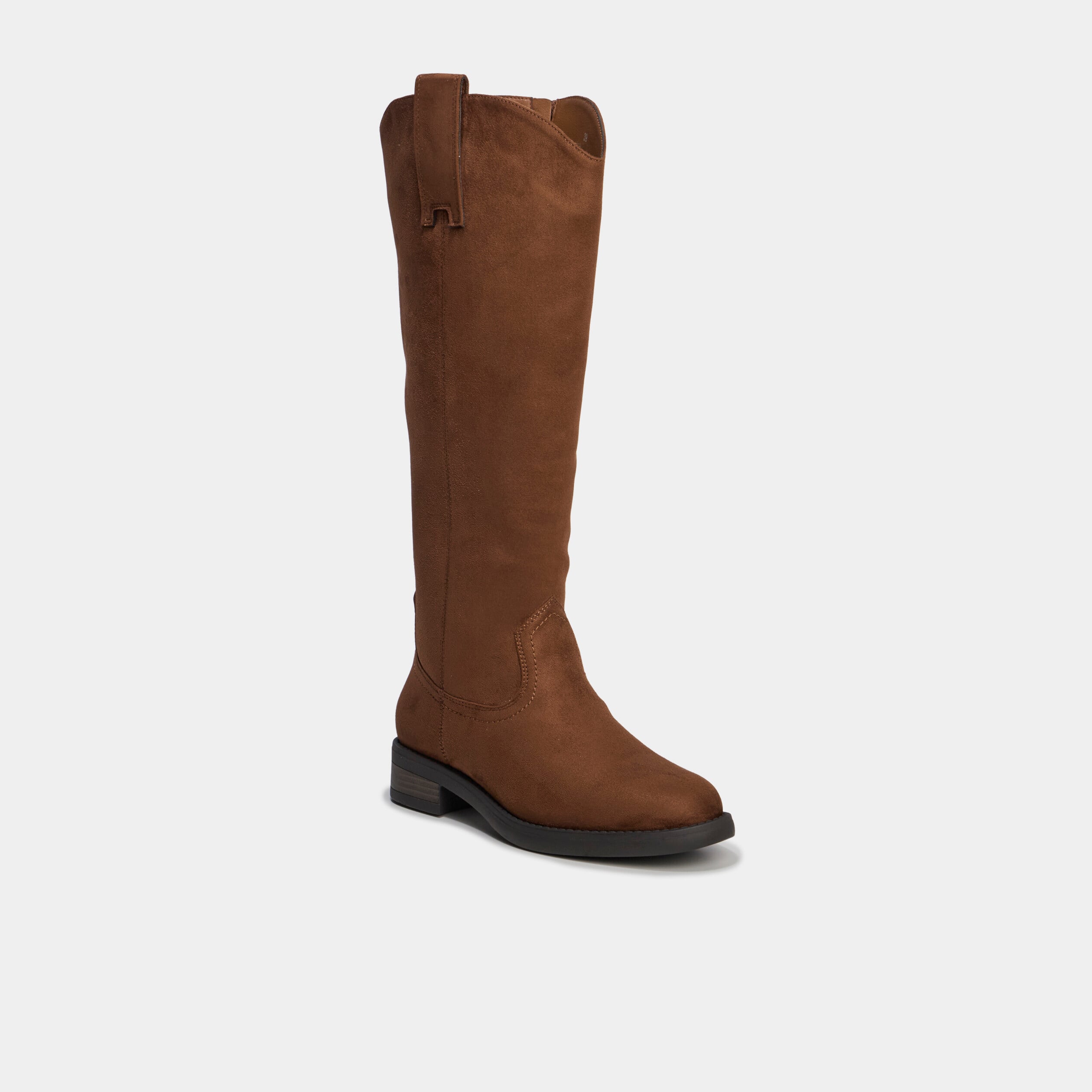 Bottes hautes zipp&eacute;es marron fonc&eacute; femme