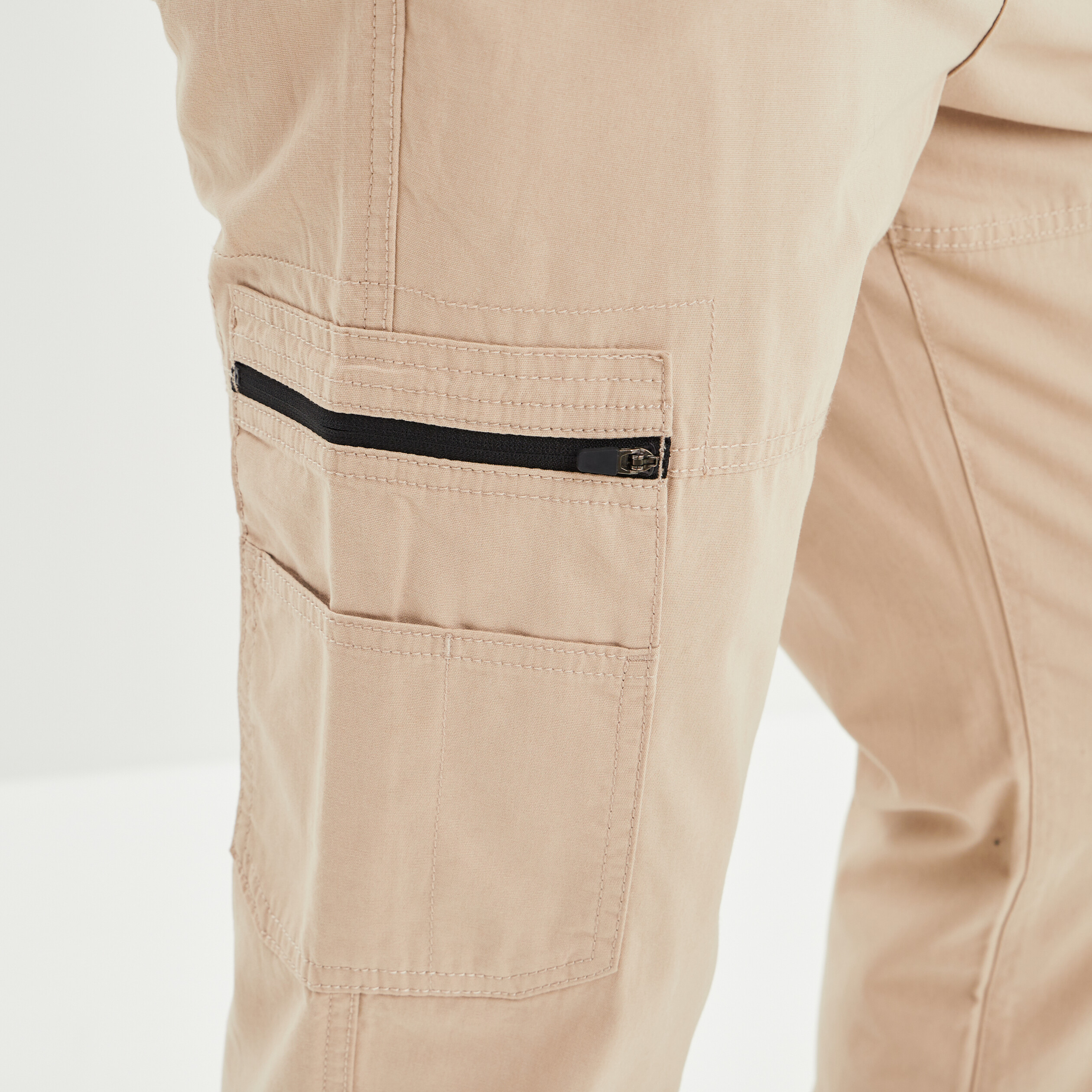 pantalon cargo a coulisse beige homme Pantalon cargo à coulisse beige homme
