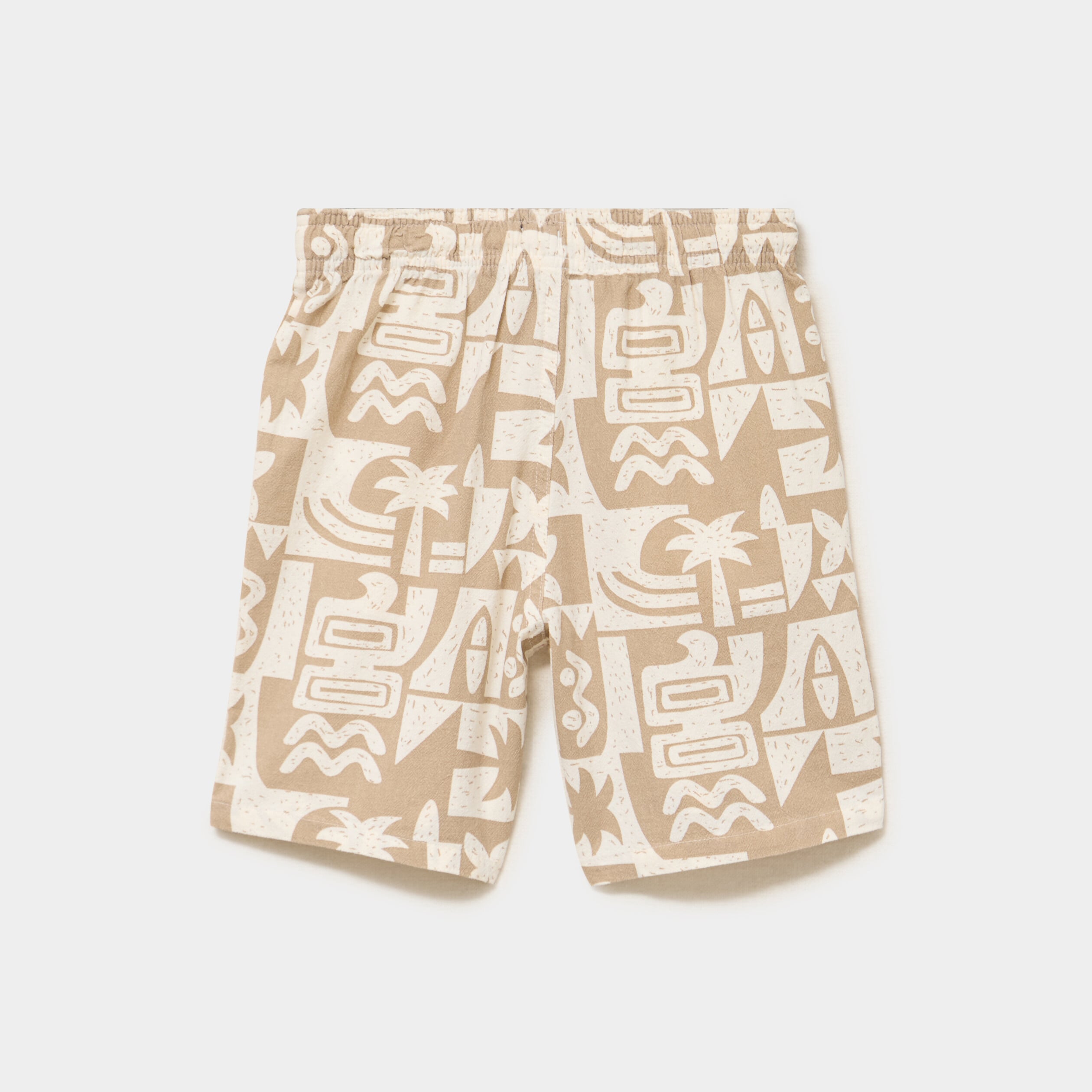 Bermuda droit taille &eacute;lastiqu&eacute;e coton sable gar&ccedil;on