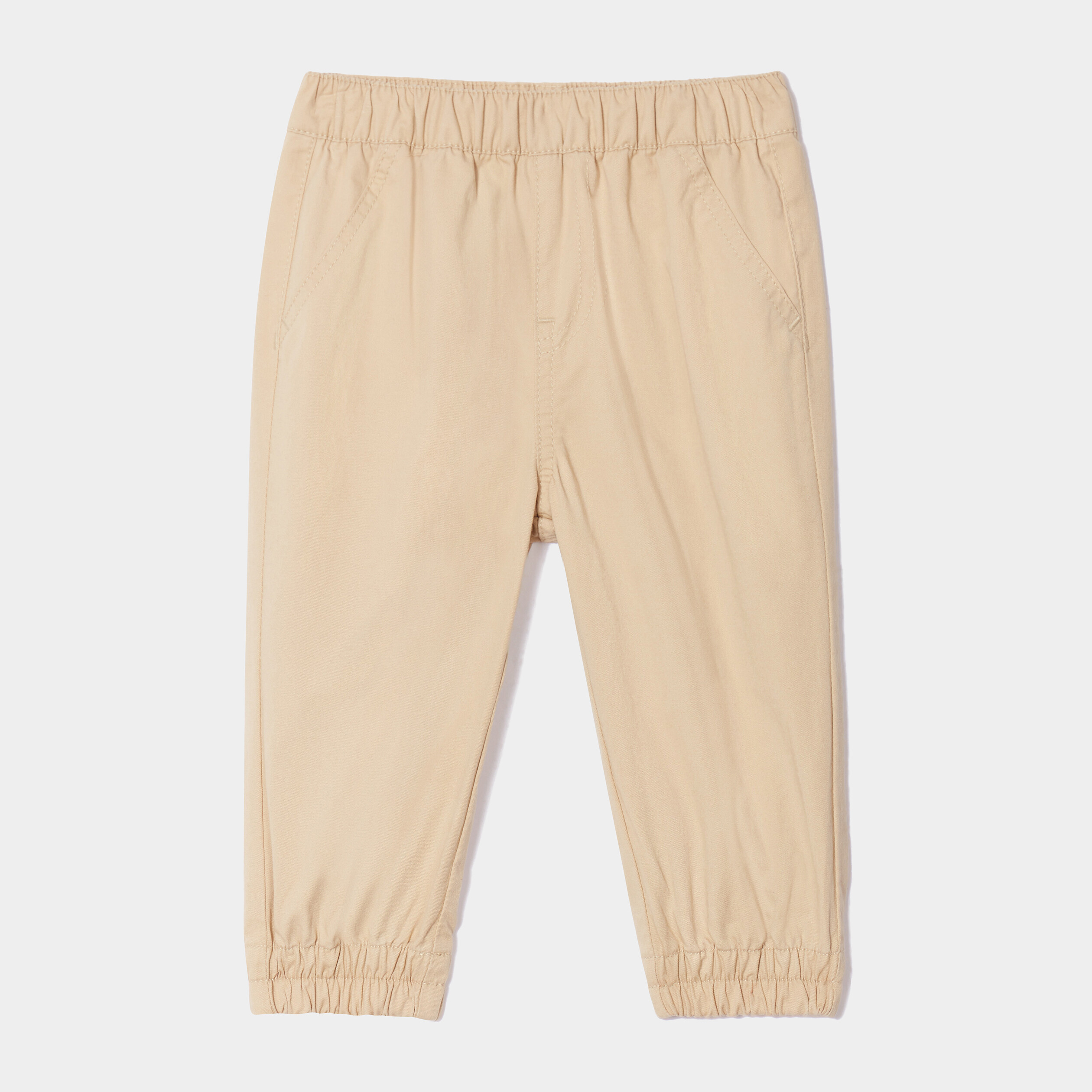 Jeans jogger coton bas &eacute;lastiqu&eacute; marron clair b&eacute;b&eacute; gar&ccedil;on