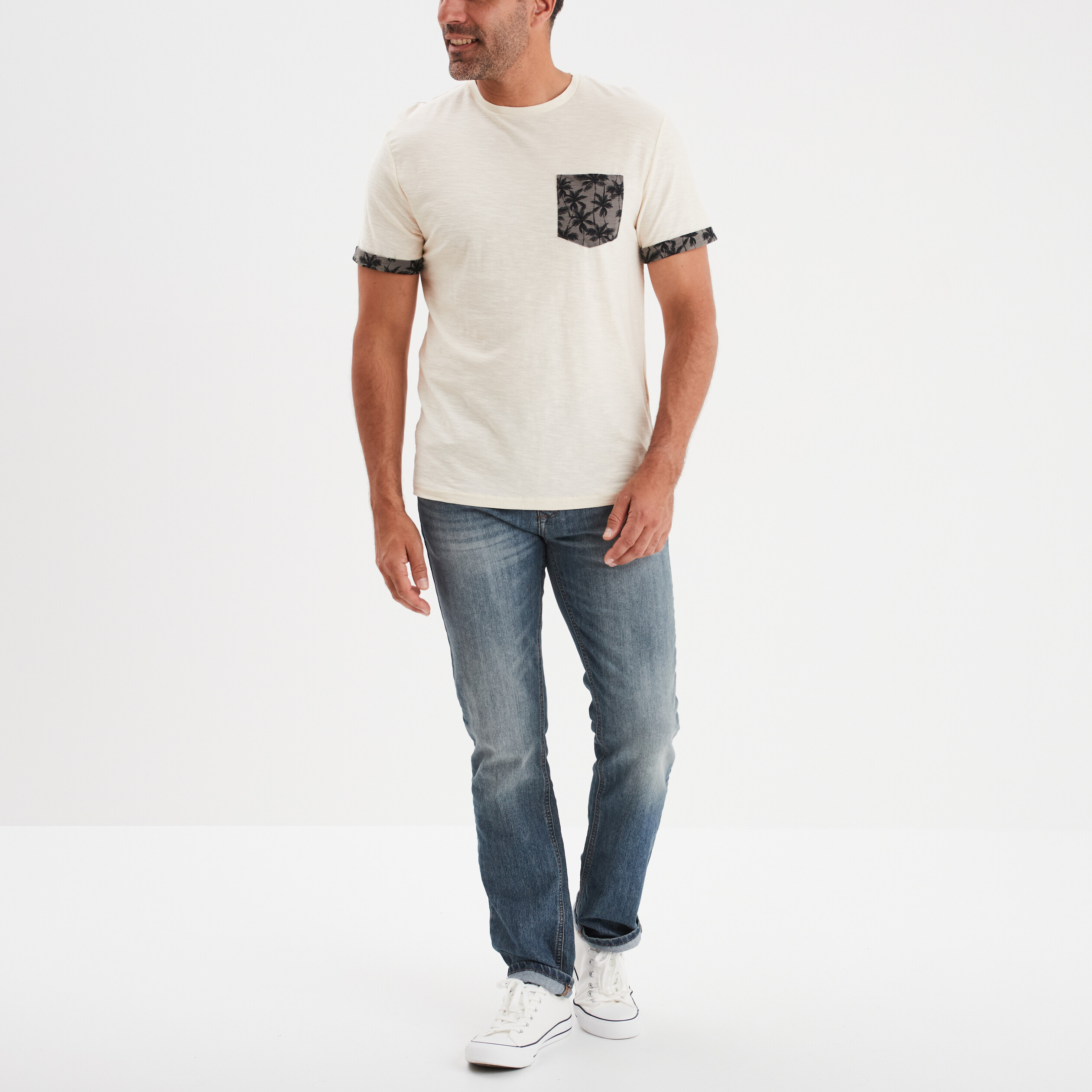 t shirt manches courtes 1 poche liberto ecru homme T-shirt manches courtes 1 poche Liberto ecru homme