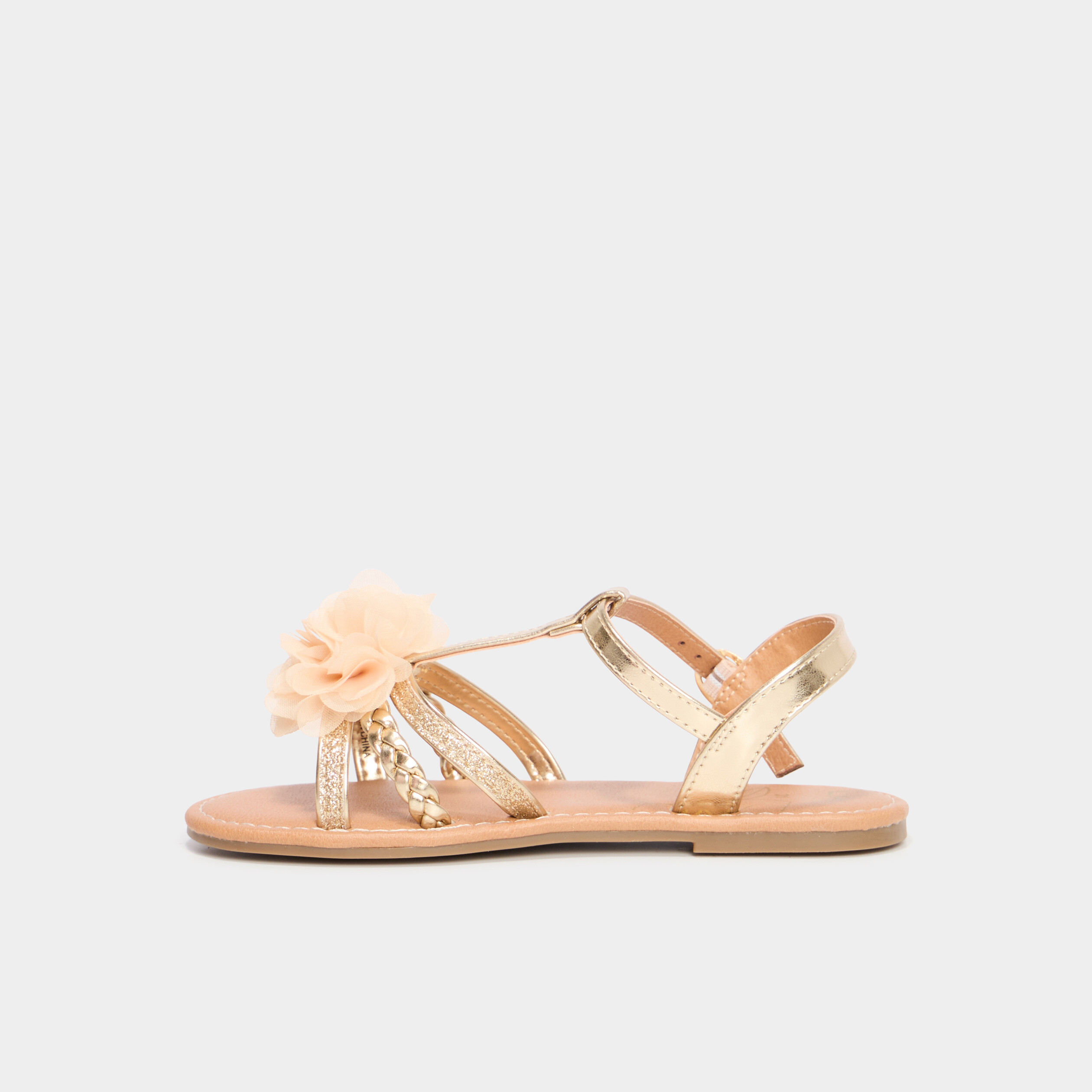 sandales paillettes et fleurs jaune or fille Sandales paillettes et fleurs jaune or fille